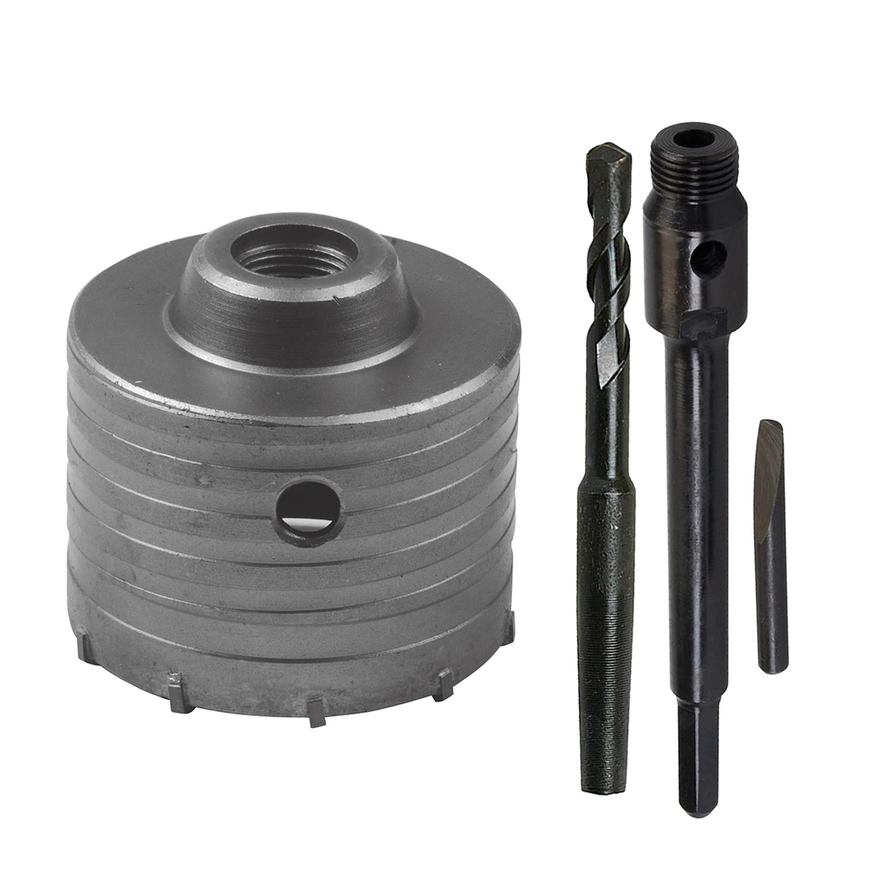 TCT Core Drill Bit 80mm Hole Saw Masonry Stone Brick Hex 200mm Extensions Pilot