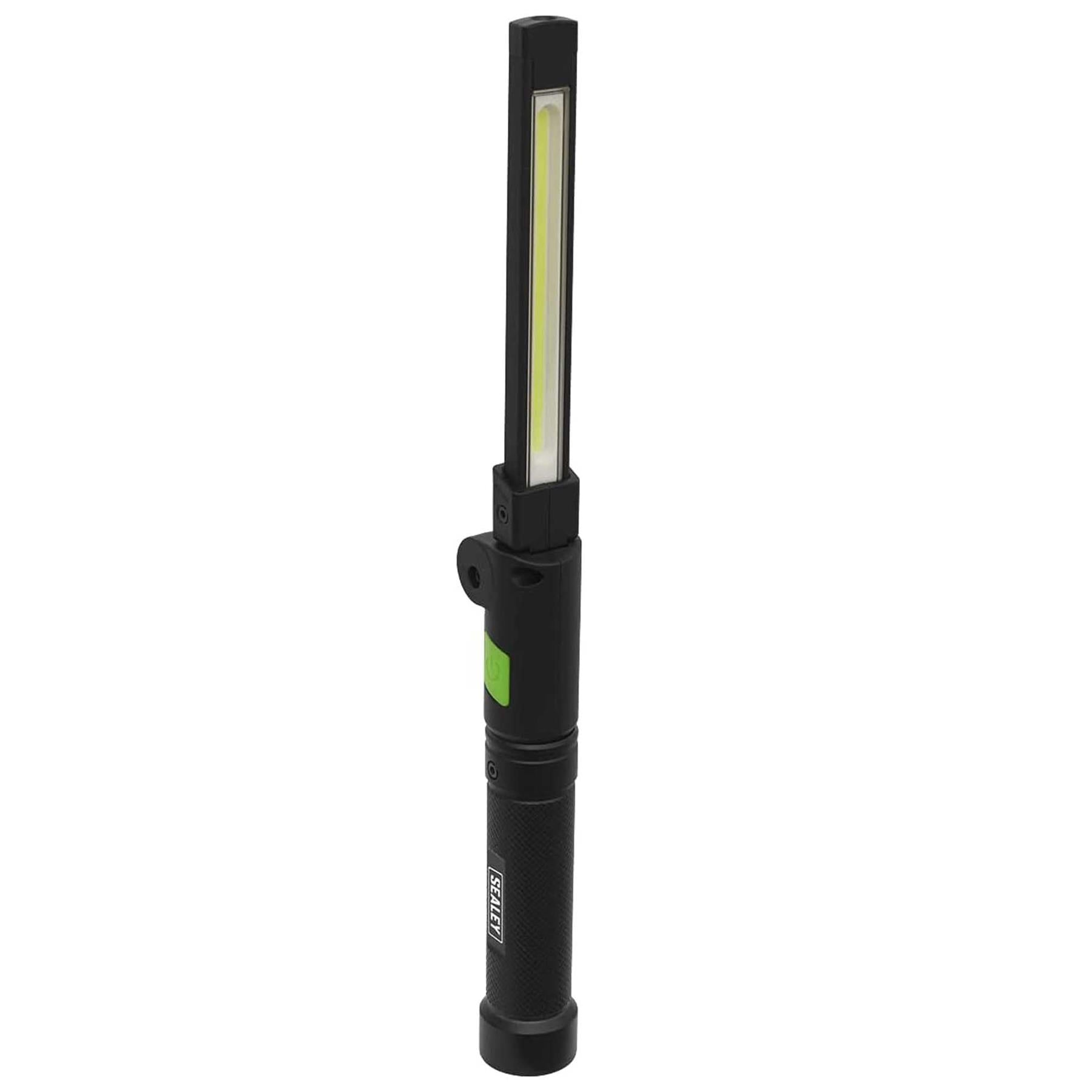 Sealey Rechargeable Aluminium Folding Pocket Light 2 COB & 1 SMD LED