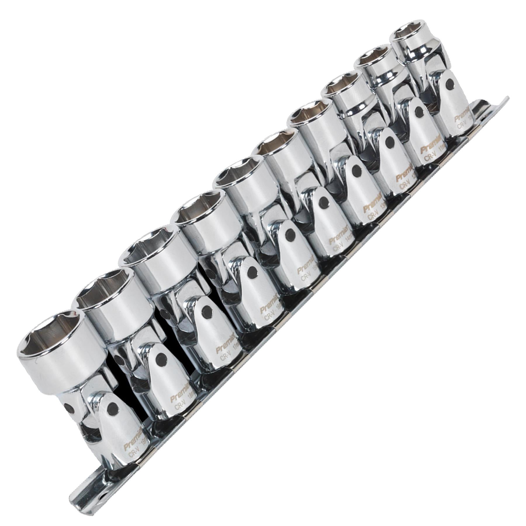 Sealey Universal Joint Socket Set 10pc 3/8"Sq Dr 6pt WallDrive MM