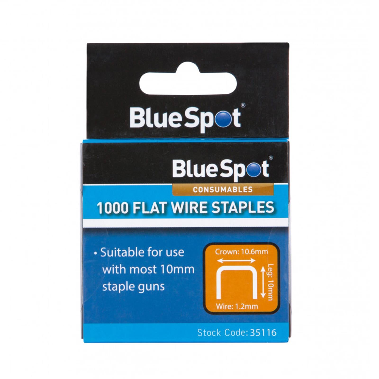 BlueSpot 1000 x 10mm Flat Wire Staples - Suitable For Use With 10mm Staplers T50 Type