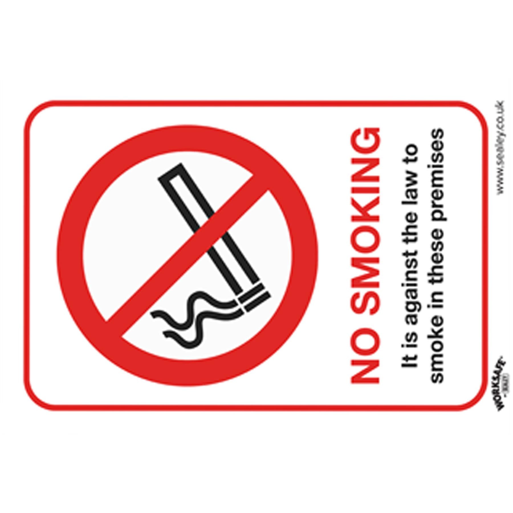 Safety Sign - No Smoking (On Premises) - Plastic - Pk of 10. Sealey