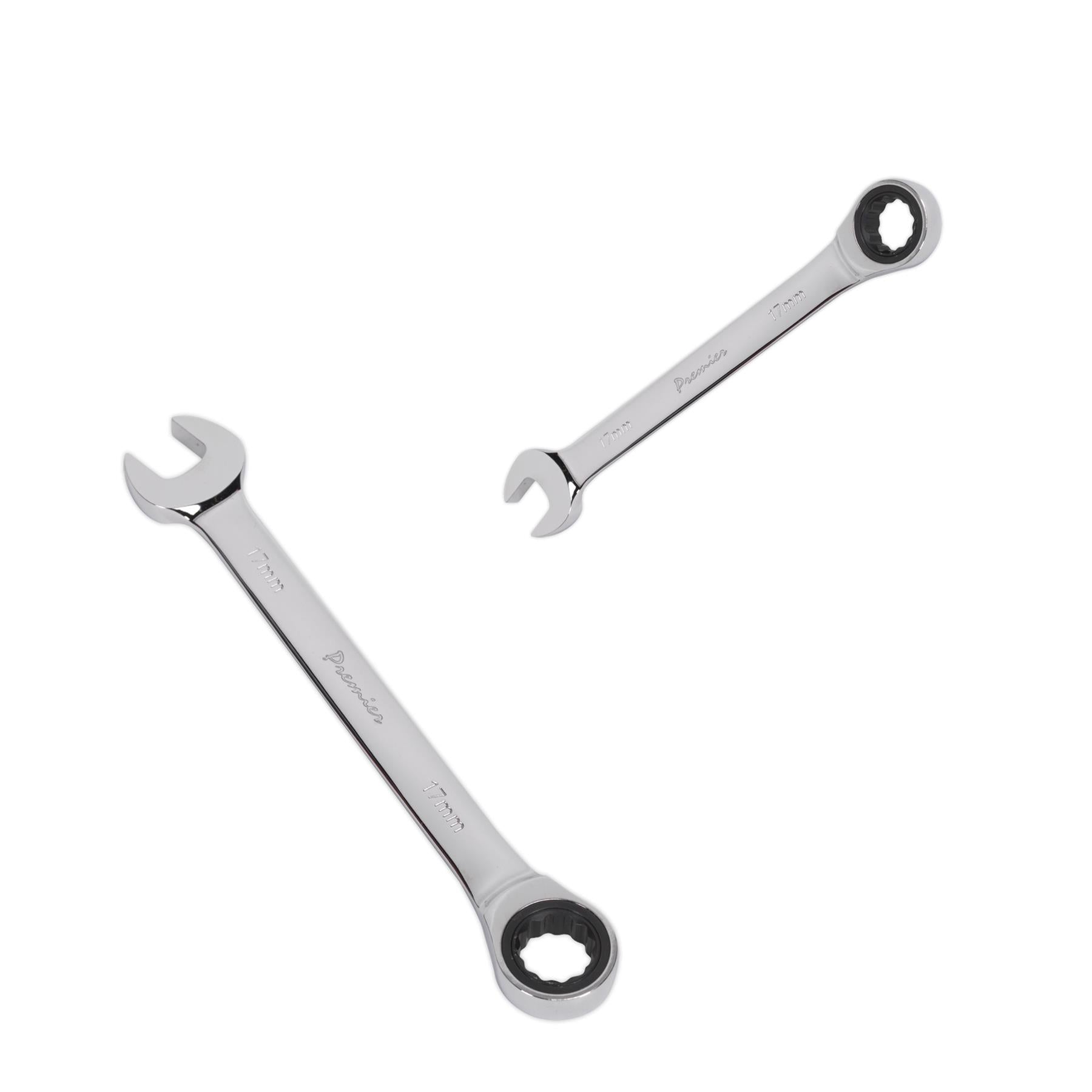 Sealey Ratchet Combination Spanner 17mm Chrome Vanadium Steel