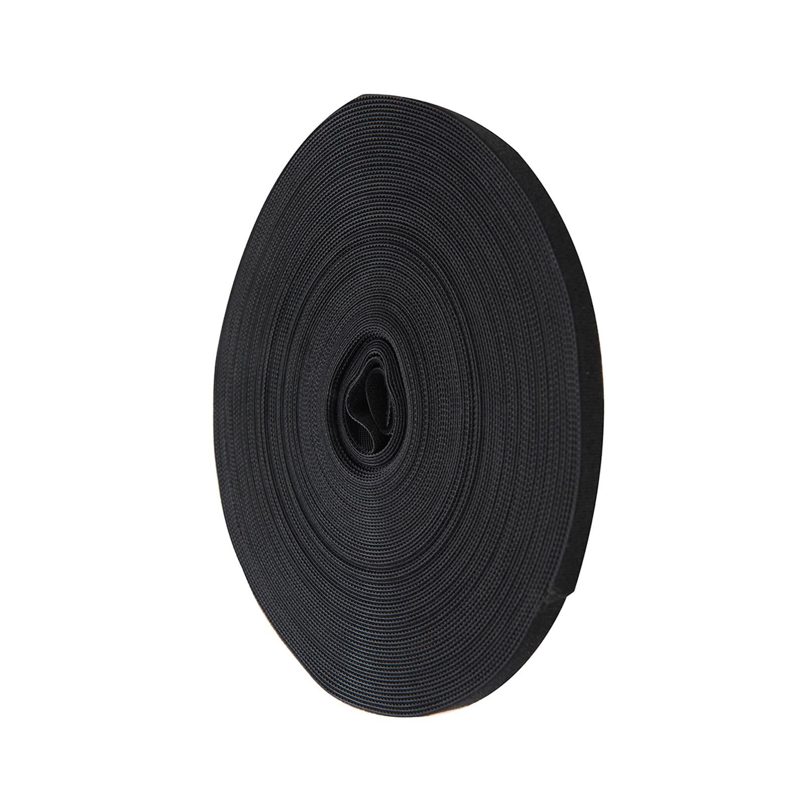 Self-Wrap Hook & Loop Tape Black - 10mm X 25M Double-Sided 100% Nylon Reusable