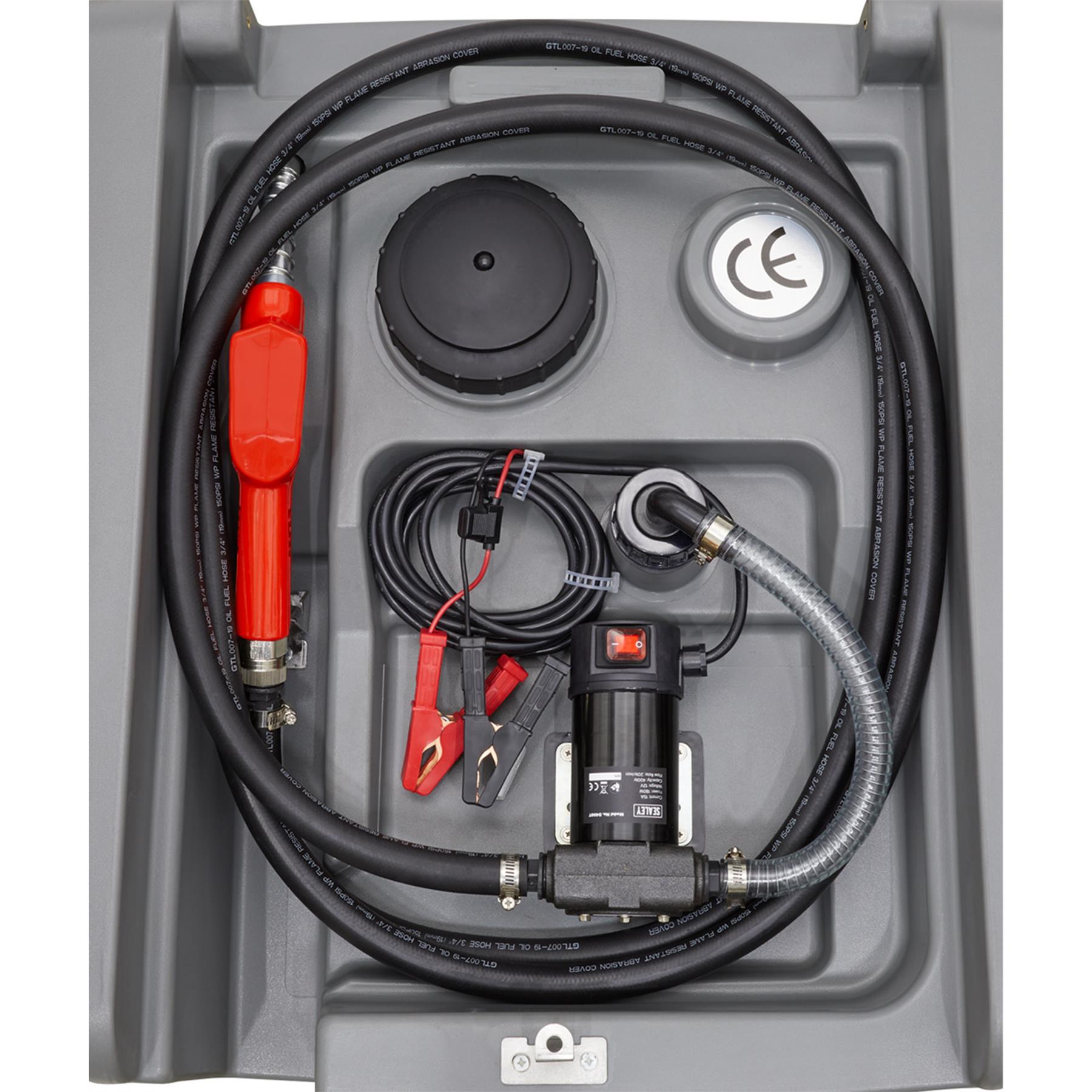Sealey Portable Diesel Tank 400L 12V 4m Electric cable and clamps