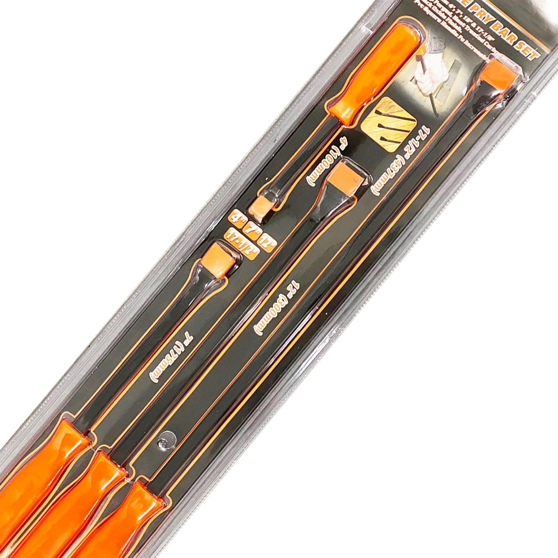 4pc Pry Crow Bar Rolling Bar Set Heavy Duty Comfort Grip Handles Garage Tool New