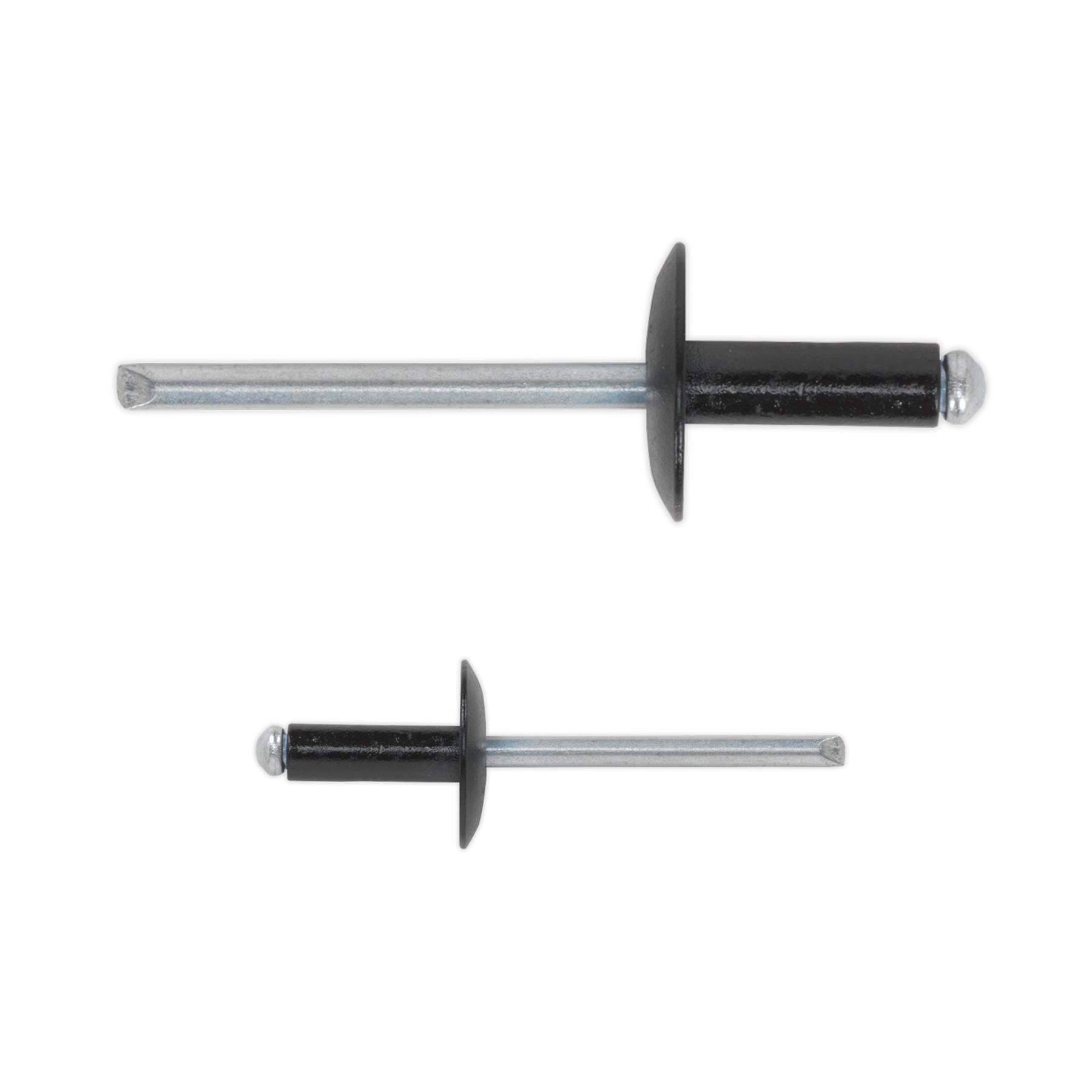 Sealey Aluminium Rivet Black Large Flange 4.8 x 18mm Pack of 200