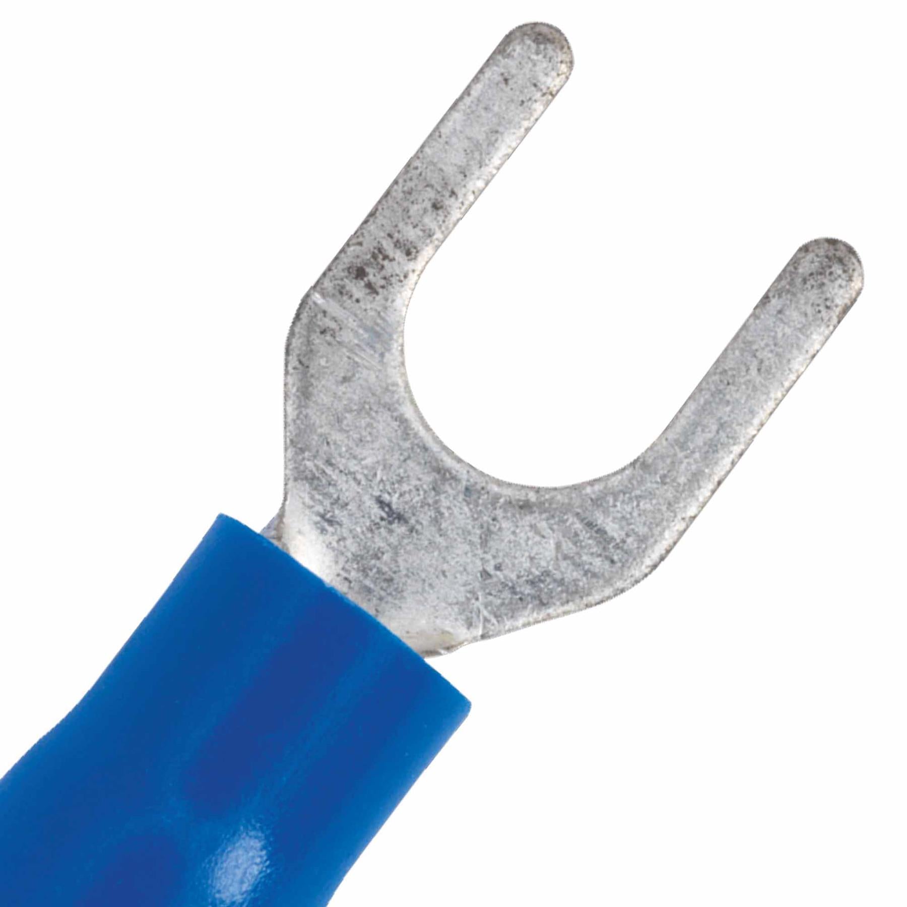 Easy-Entry Fork Terminal 5.3mm (2BA) Blue Pack of 100. Sealey