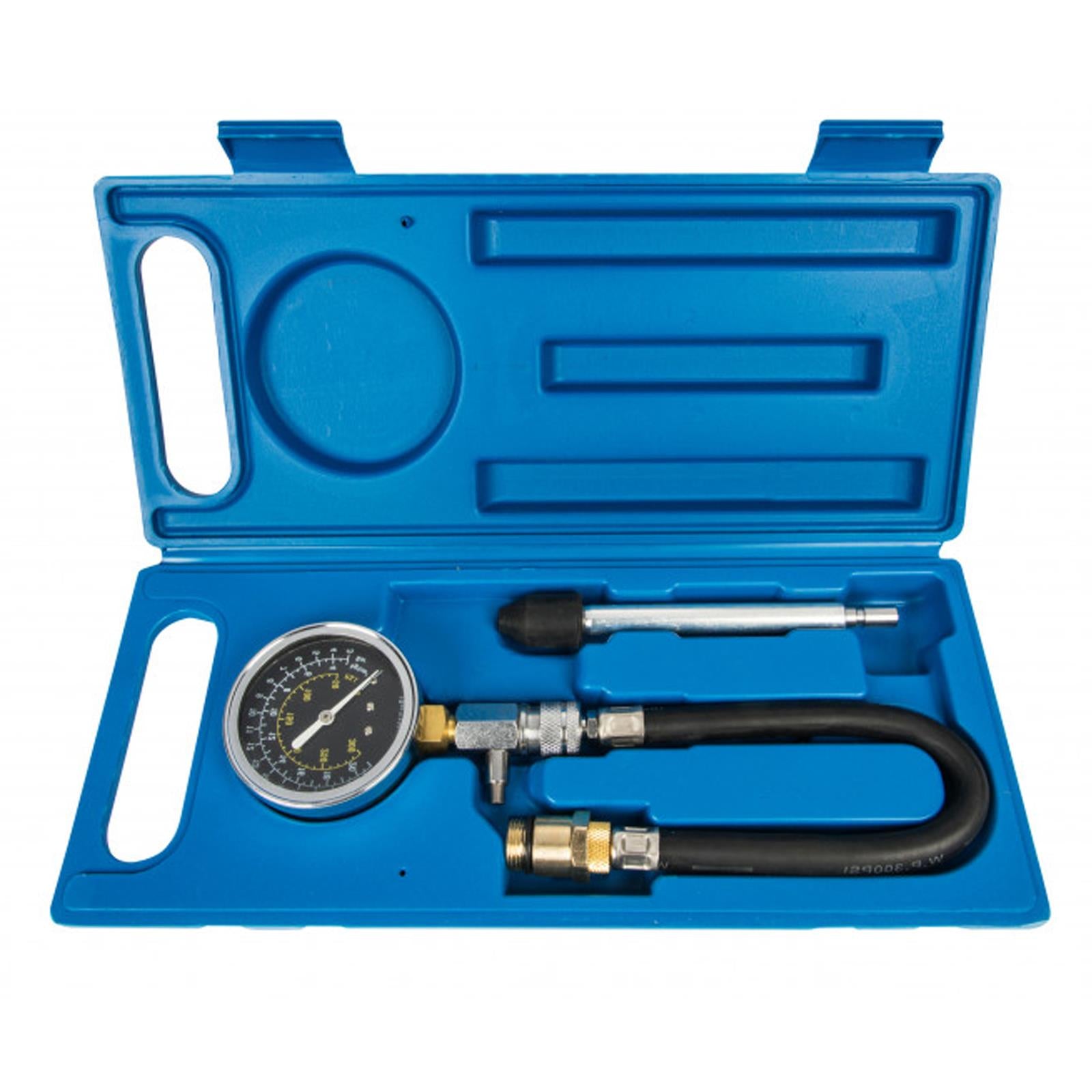 BlueSpot 4Pce New Petrol Engine Cylinder Pressure Tester Car Compression Gauge Test Kit + Case