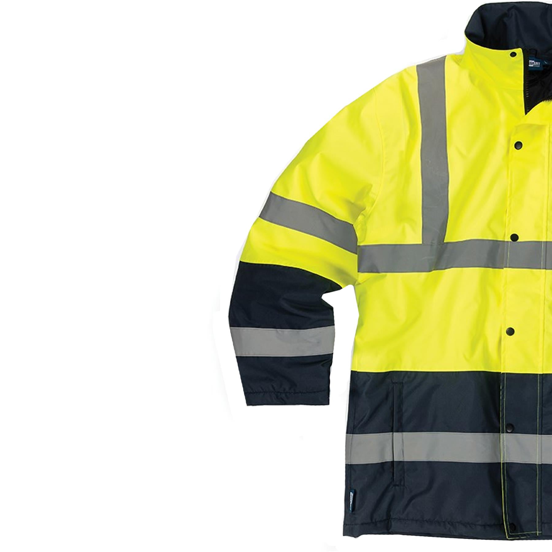 Tough Grit Hi-Vis 2-Tone Jacket Waterproof Coat Workwear Yellow/Navy L