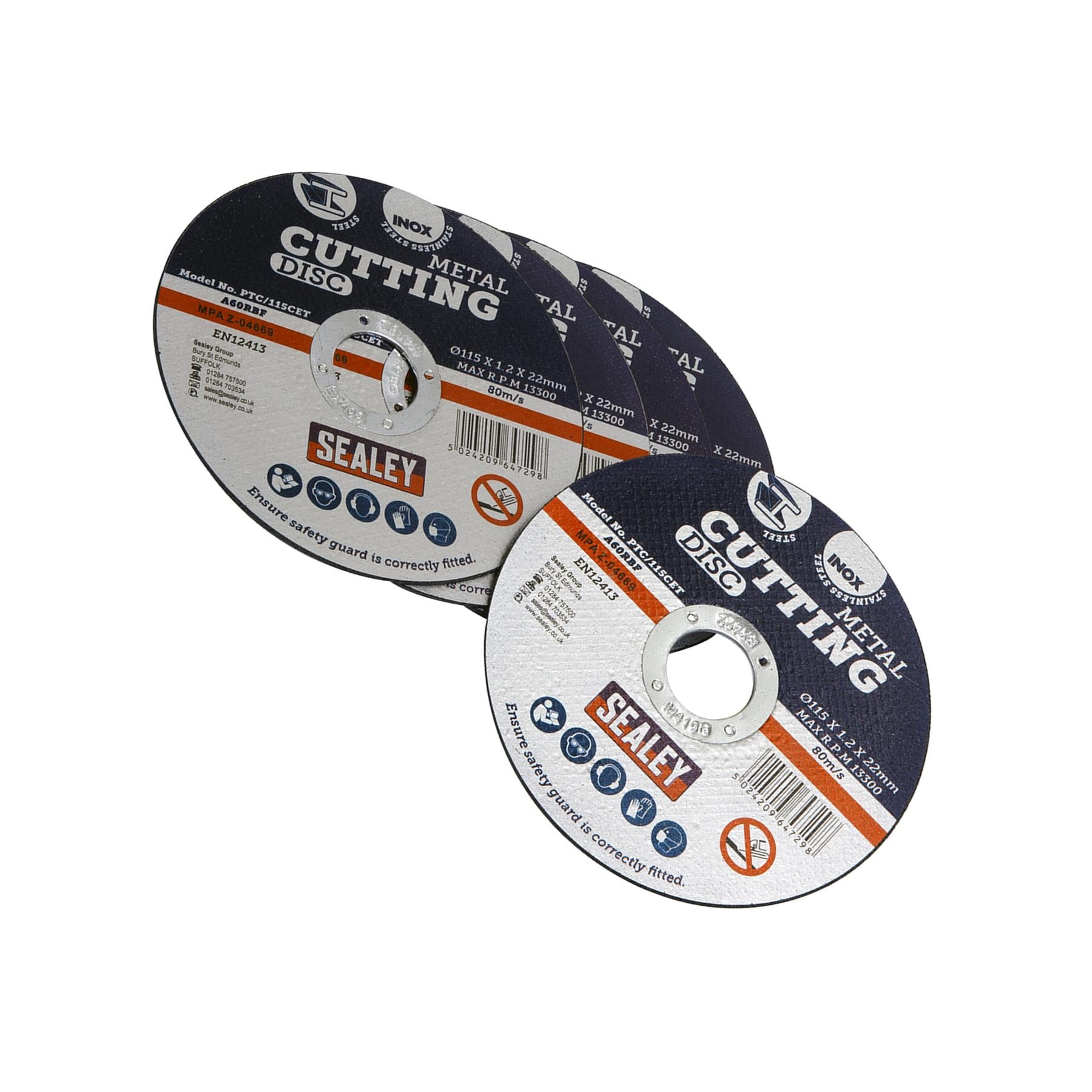 Sealey Cutting Disc Ø115 x 1.2mm 22mm Bore Pack of 5
