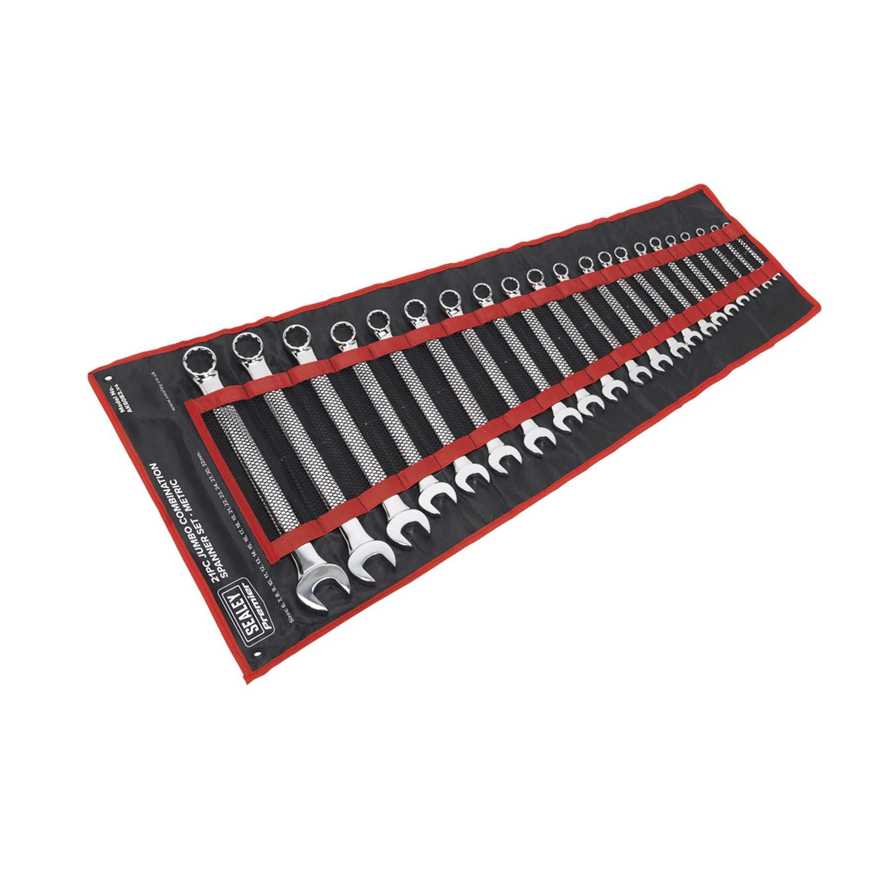 Sealey Combination Spanner Set 21pc Jumbo Metric Fully Polished & mirror Finish