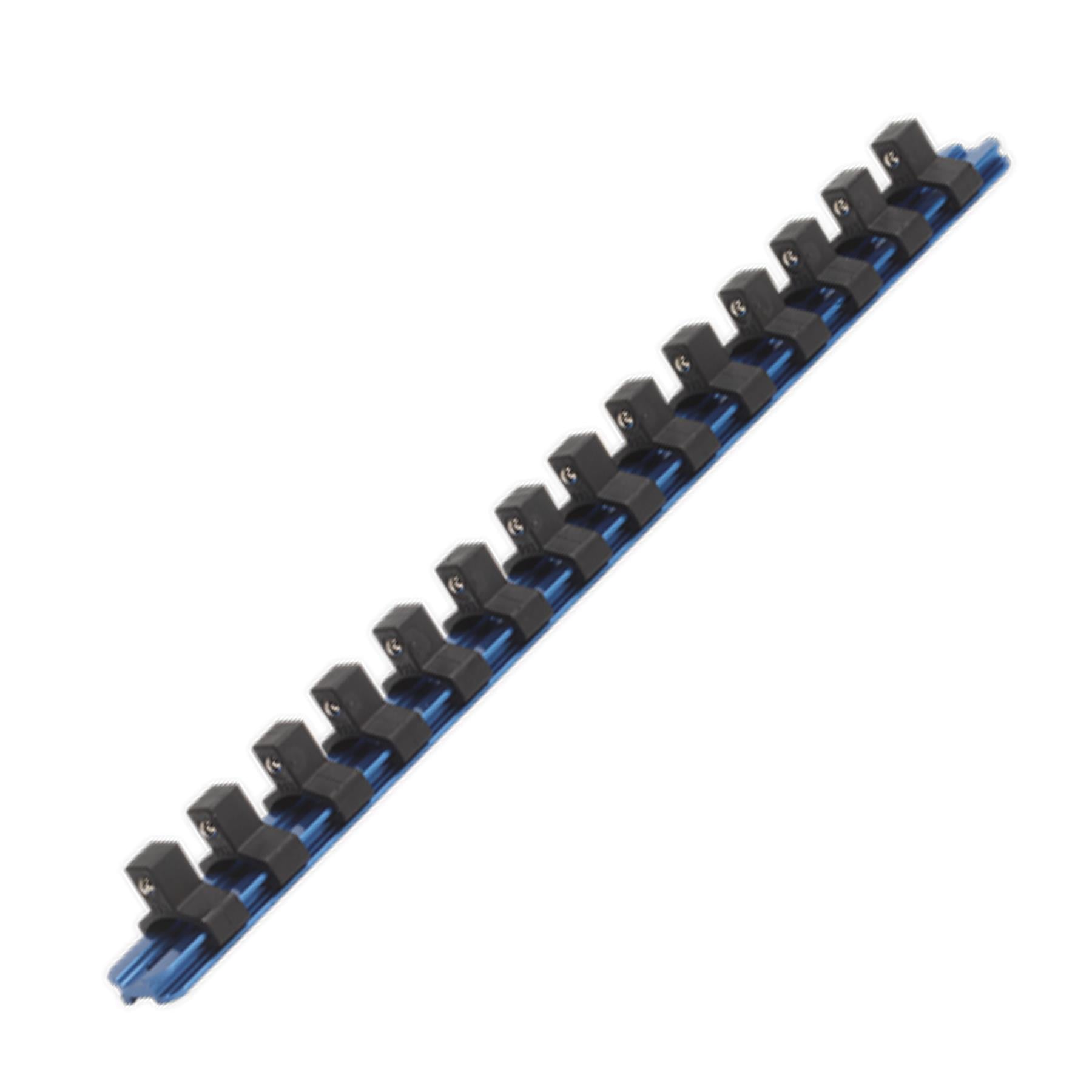 Sealey Socket Retaining Rail with 14 Clips Aluminium 3/8"Sq Drive