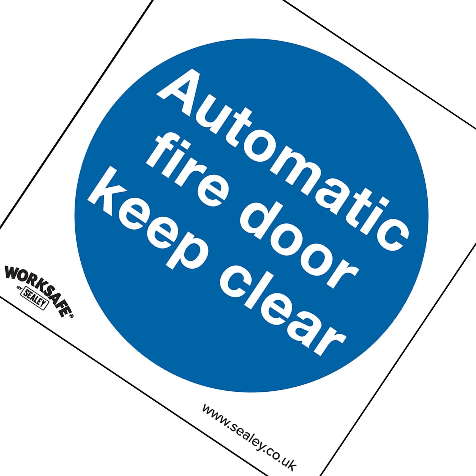 Sealey Safety Sign-Automatic Fire Door Keep Clear-Self-Adhes.-Pk10