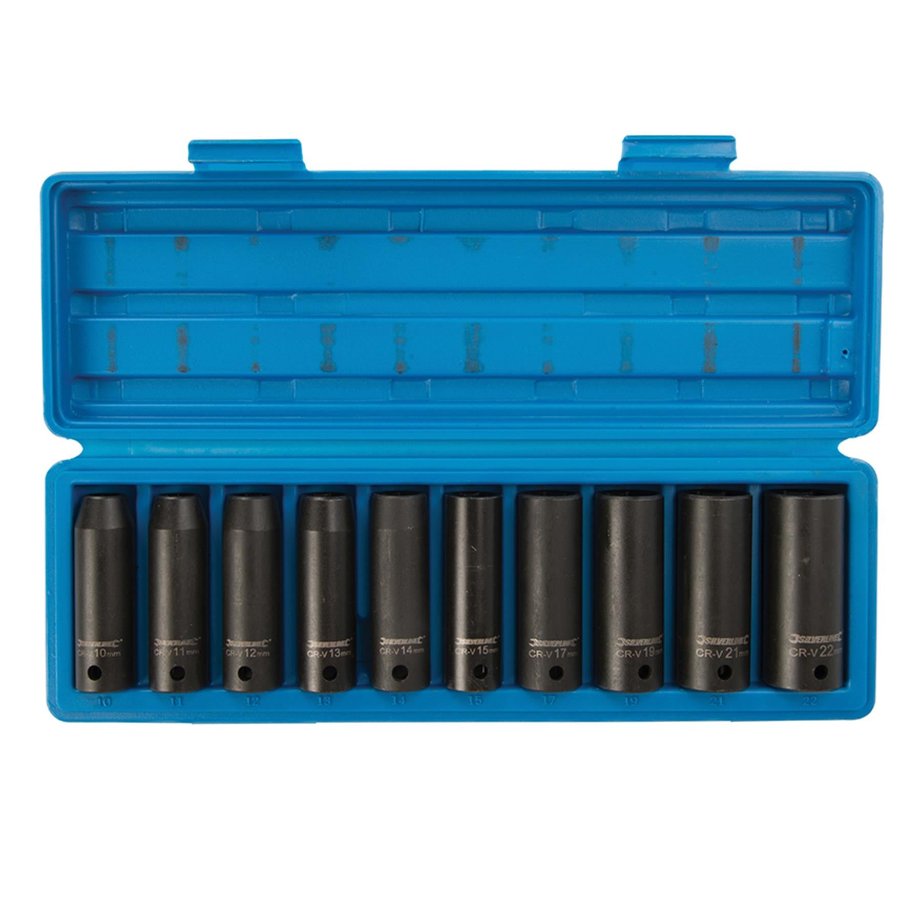 Deep Impact Socket Set 1/2" Drive 6pt Metric 10Pc 6 Point Hex Socket Set 10-22mm