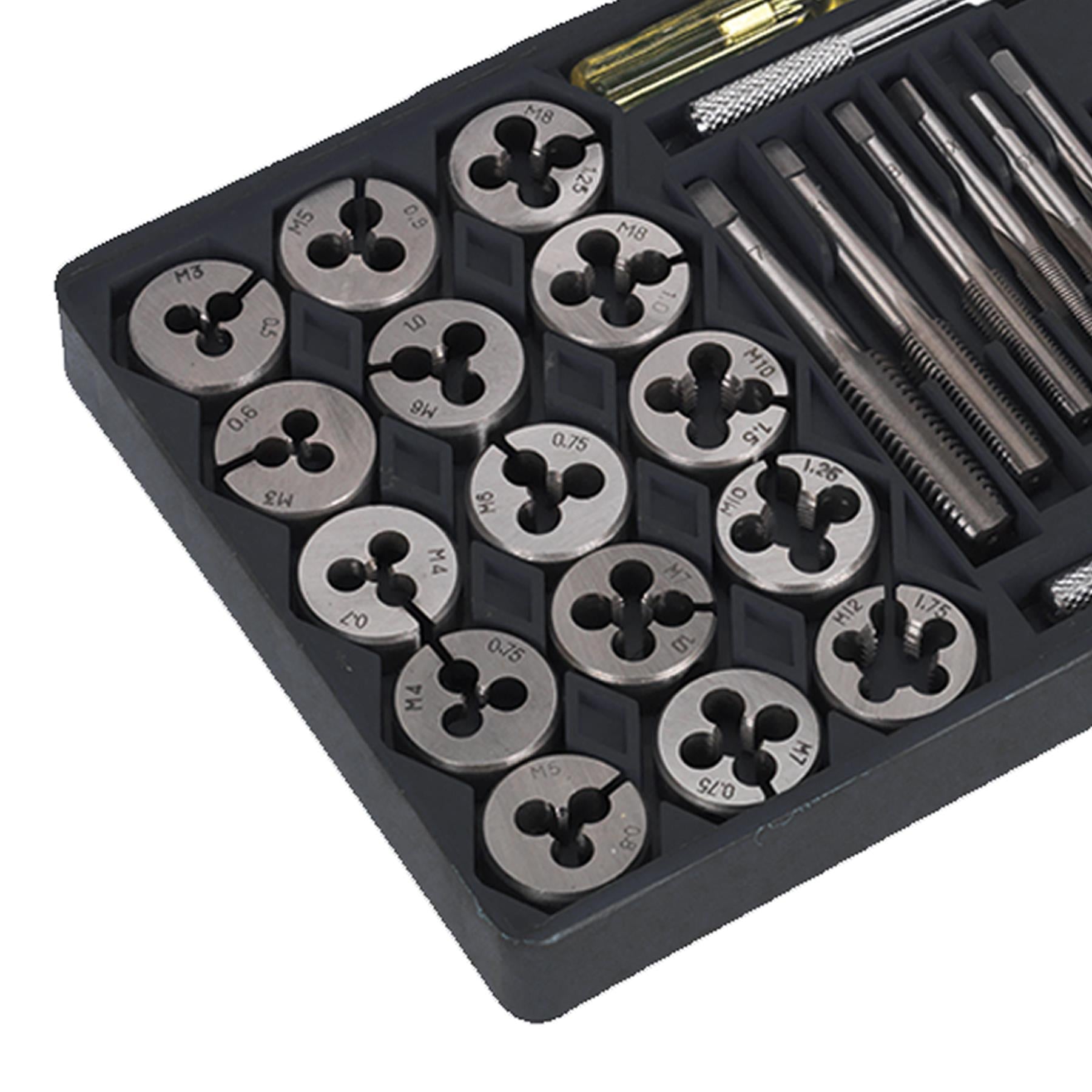 Sealey 40pc Metric Tap and Die Set Split Dies Alloy Steel M3 - M12