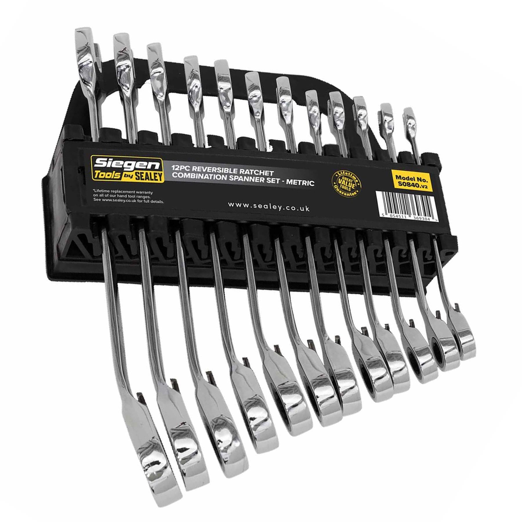 Sealey Reversible Ratchet Combination Spanner Set 12pc Metric