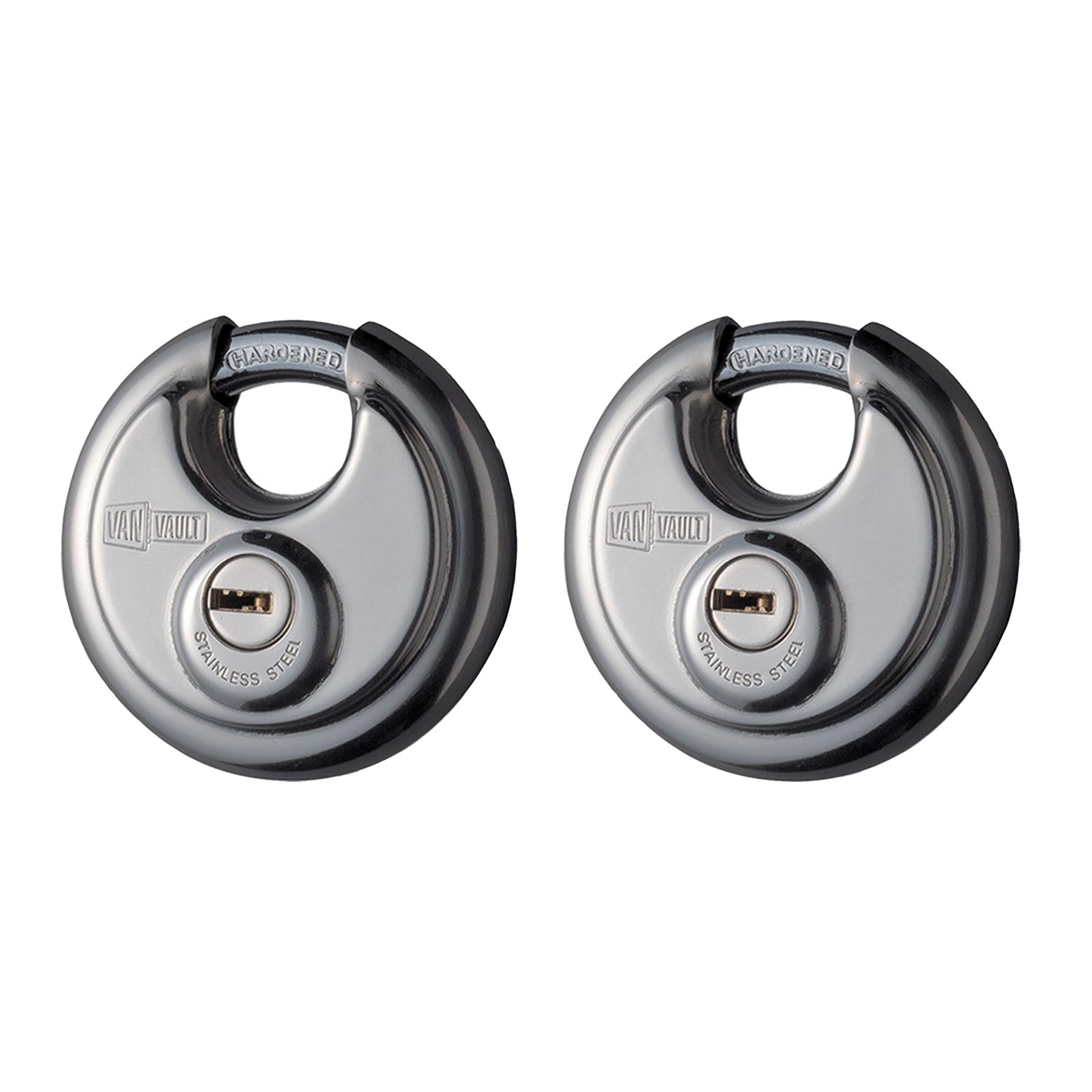 Van Vault Stainless Steel Disc Padlock Twin Pack 70mm