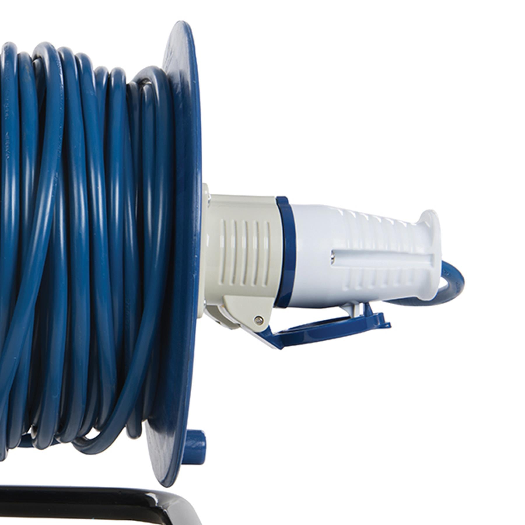 Industrial Cable Reel 16A 230V Freestanding 2Gang 25m ThermalOverload Protection