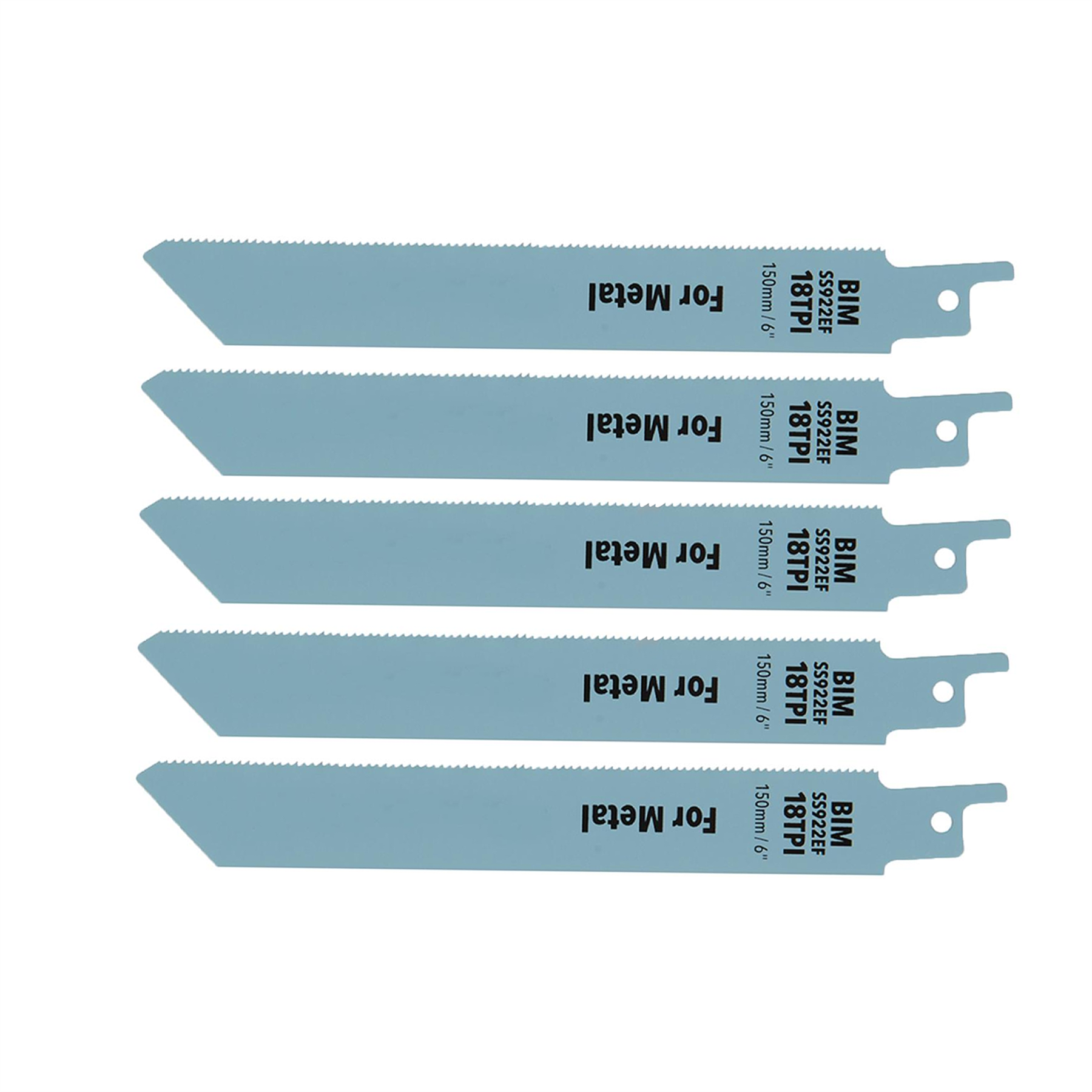 Heavy Duty 5 x Reciprocating Saw Blades 18 Tpi 150mm Metal Cutting Straight Fine