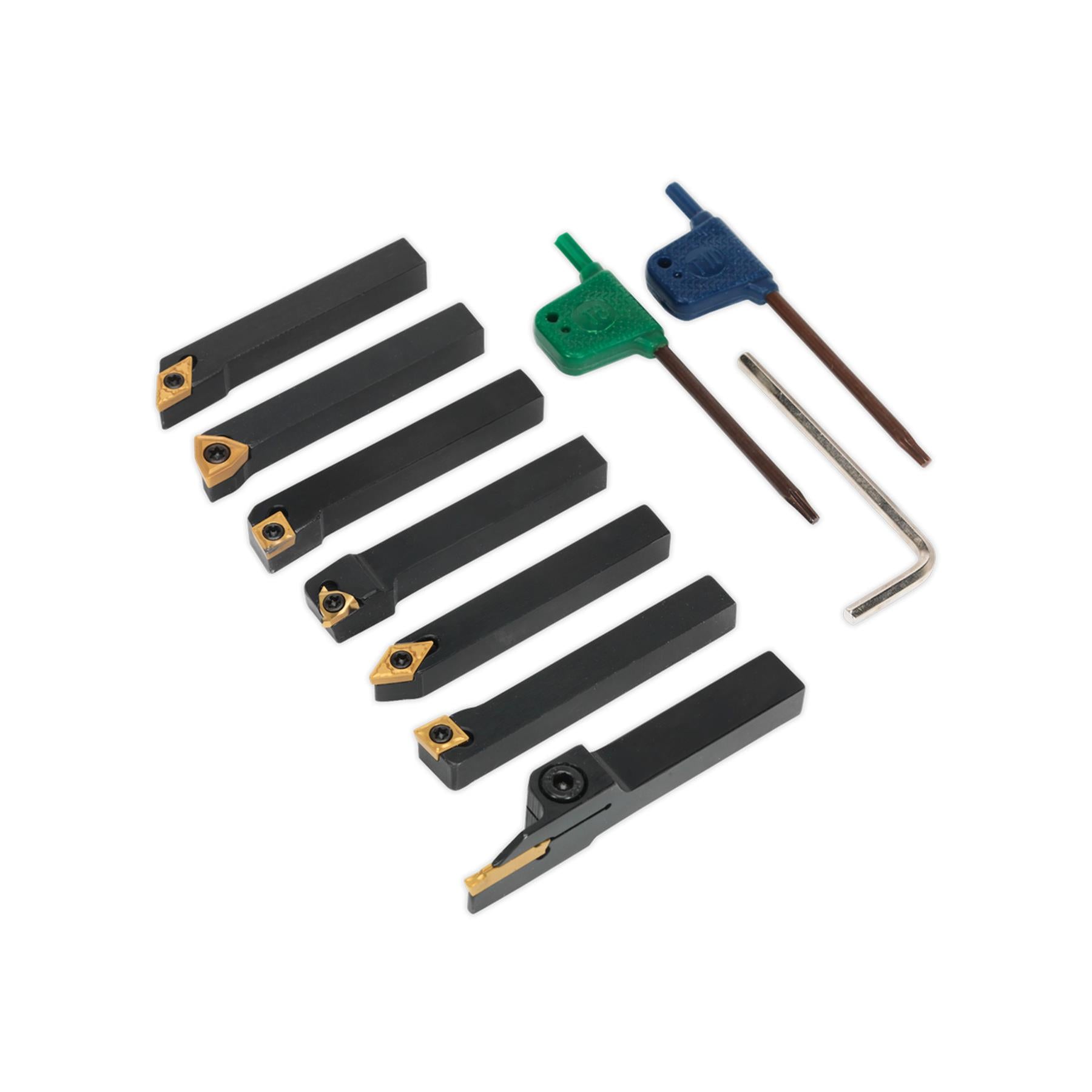 Sealey Indexable 10mm Lathe Turning Tool Set 7pc Storage Box