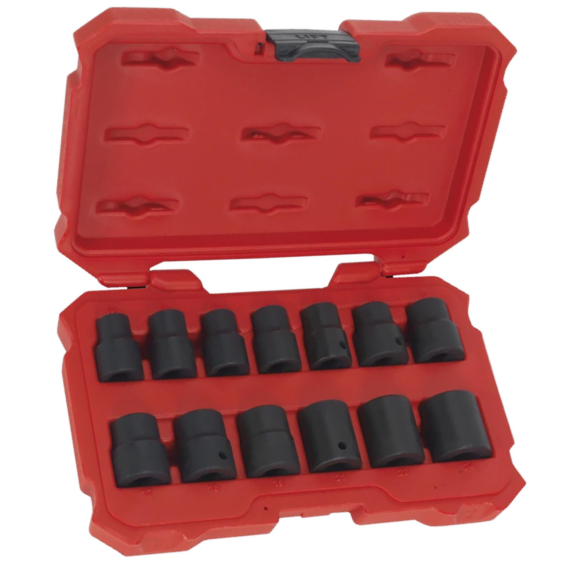 Sealey Impact Socket Set 13pc 1/2"Sq Drive Lock-On 6pt Metric