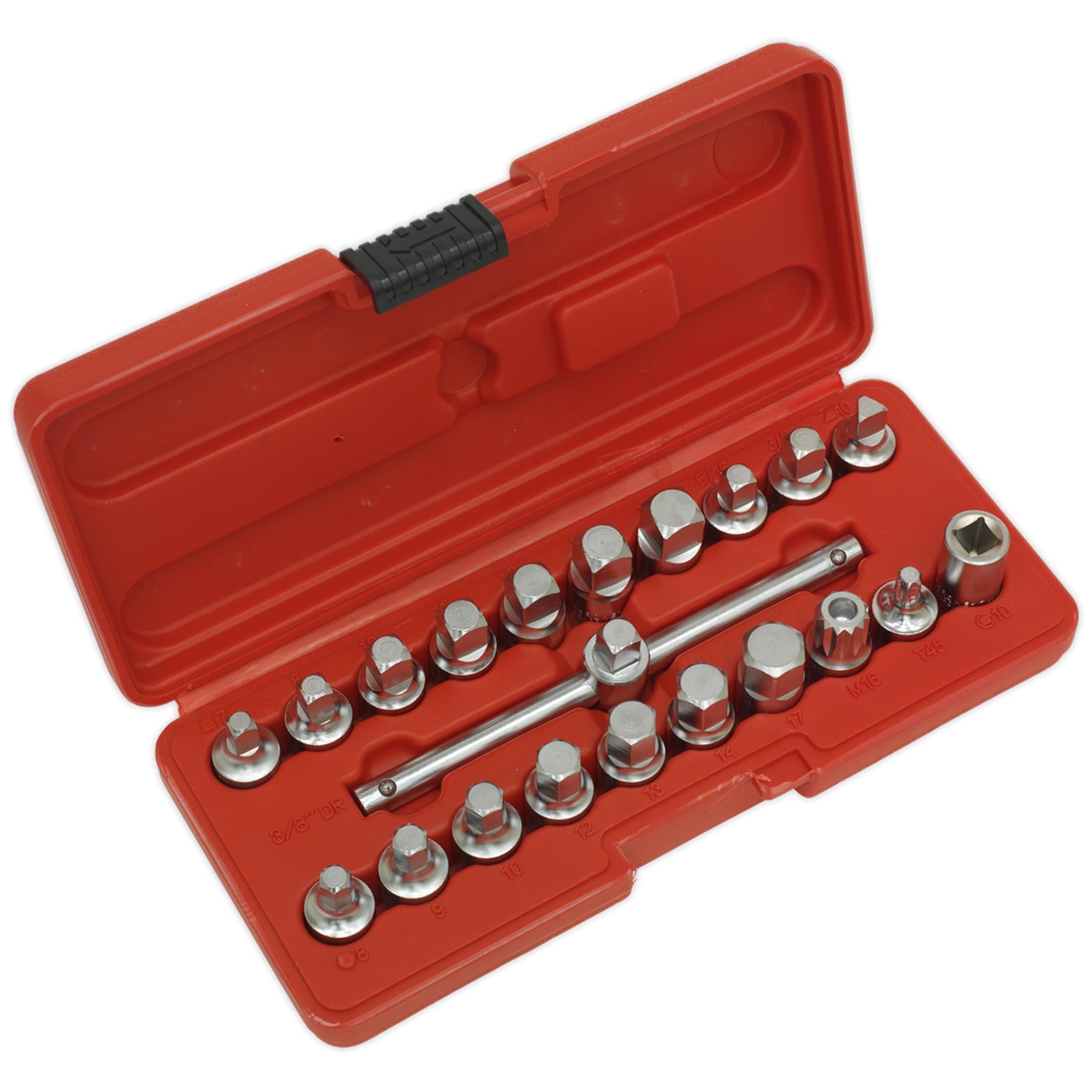 Sealey Oil Drain Plug Key Set 21pc 3/8"Sq Drive