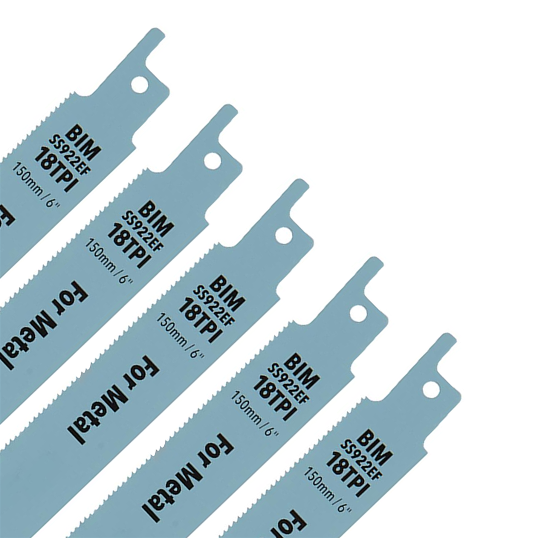 Heavy Duty 5 x Reciprocating Saw Blades 18 Tpi 150mm Metal Cutting Straight Fine