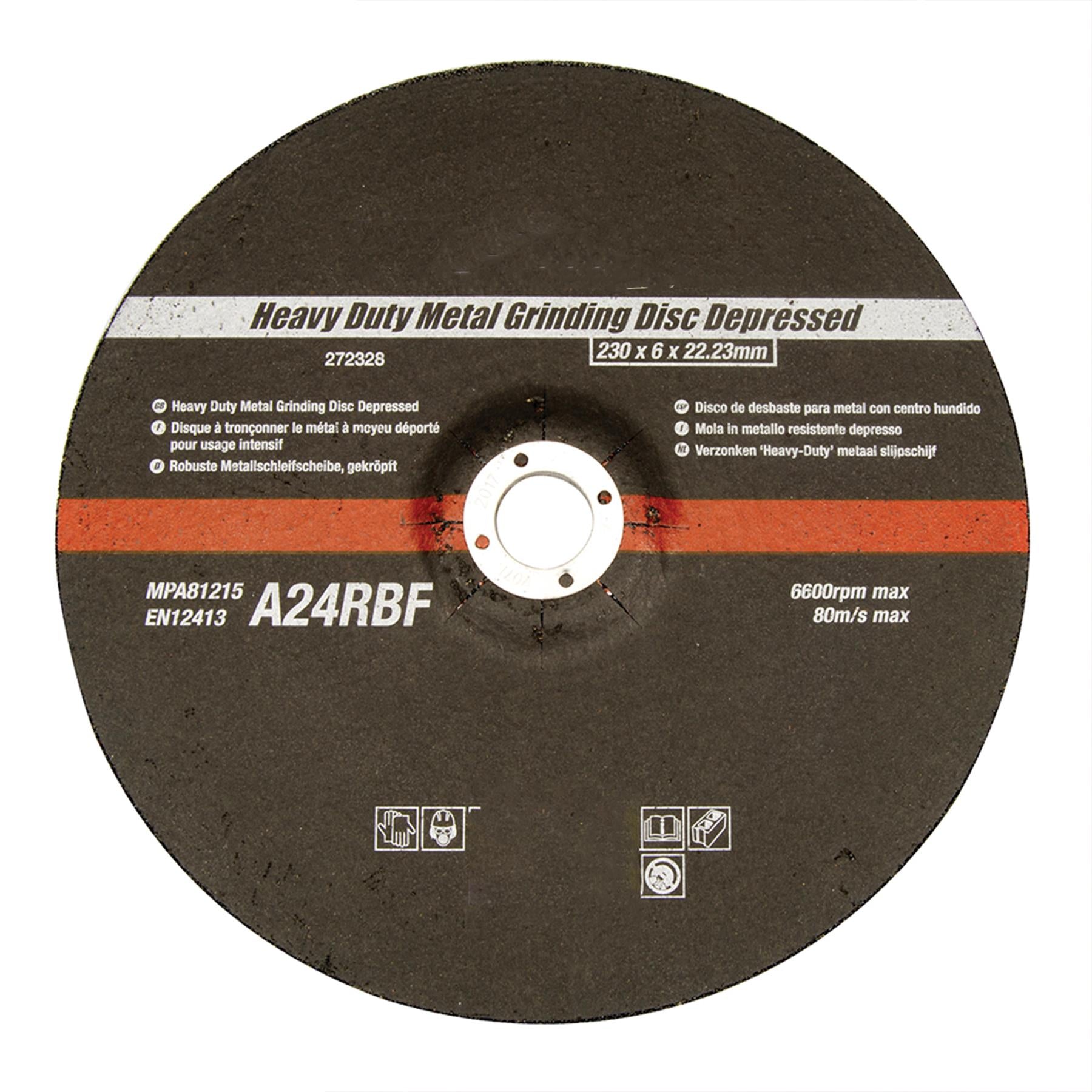 Heavy Duty Metal Grinding Disc Depressed 230 x 6 x 22.23mm Angle Grinder Cutting