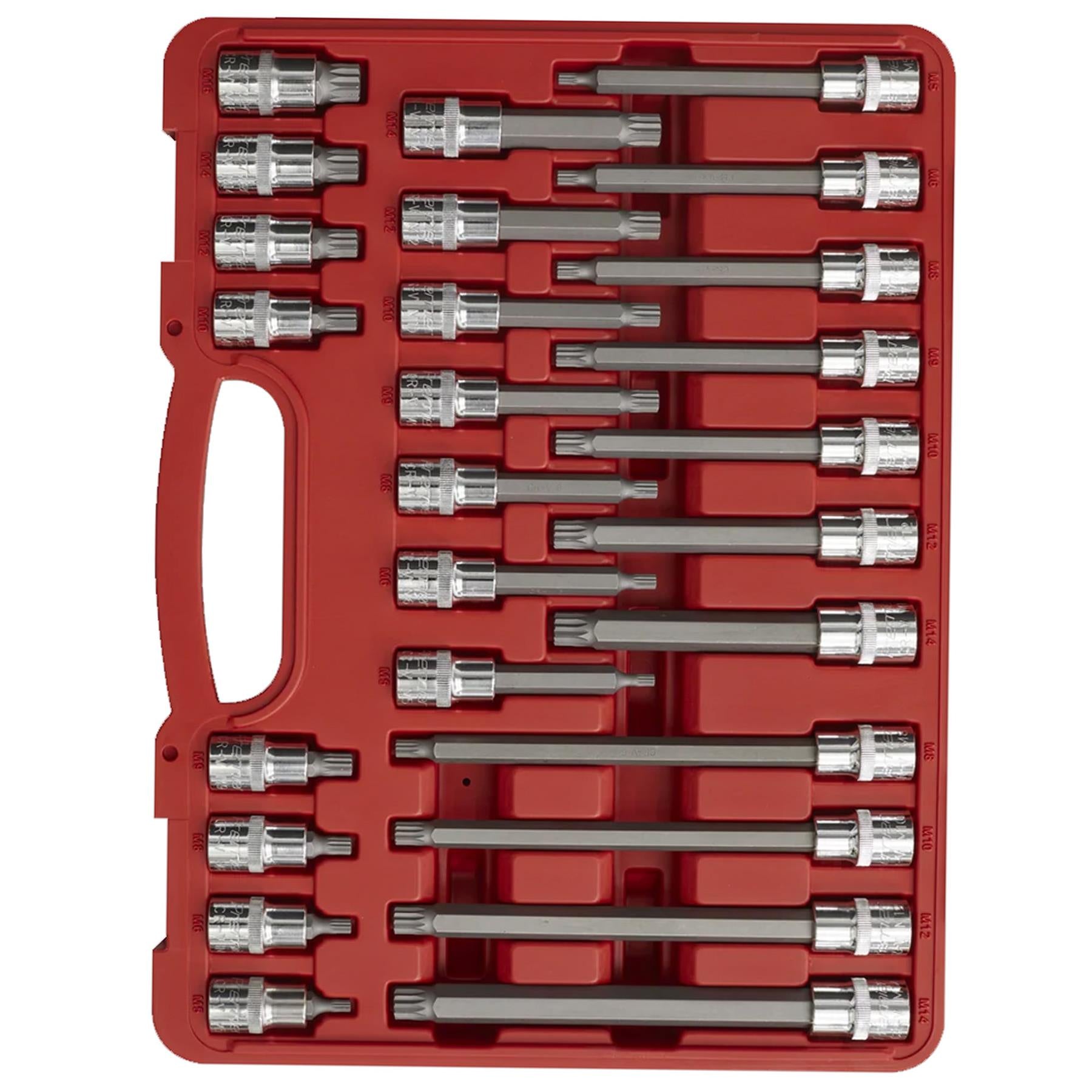 Sealey Spline Socket Bit Set 26pc 1/2"Sq Drive