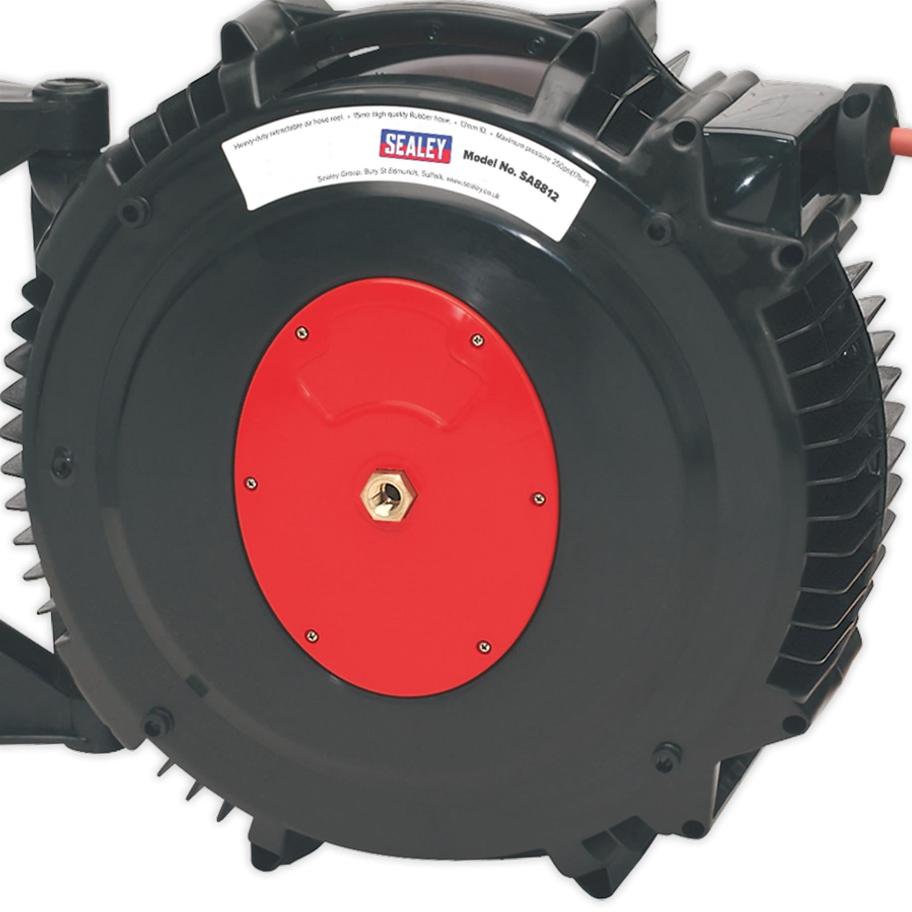 Sealey Retractable Air Hose Reel 15m 13mm ID Rubber Hose