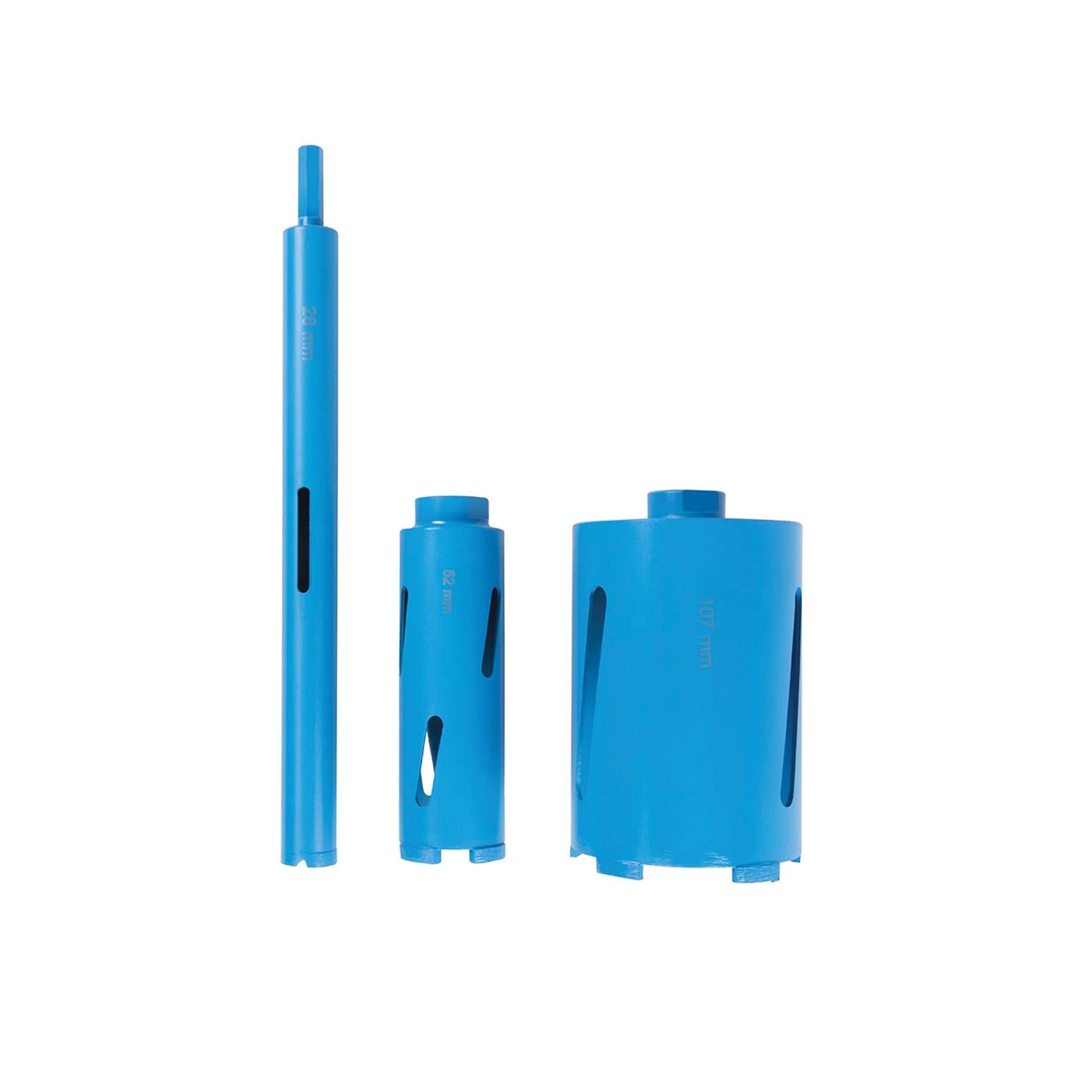3Pce Diamond Core Drill Kit 28, 52 & 107mm - Power Tool For Dry Cutting