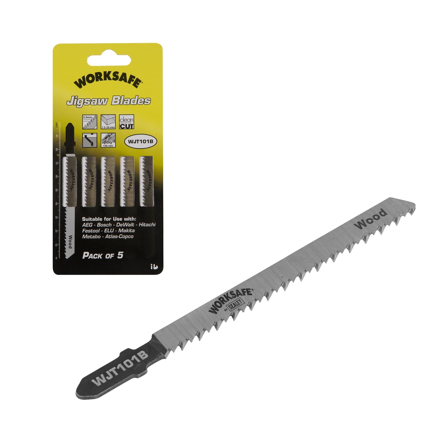 Sealey Jigsaw Blade Wood & Plastics 75mm 10tpi - Pack of 5