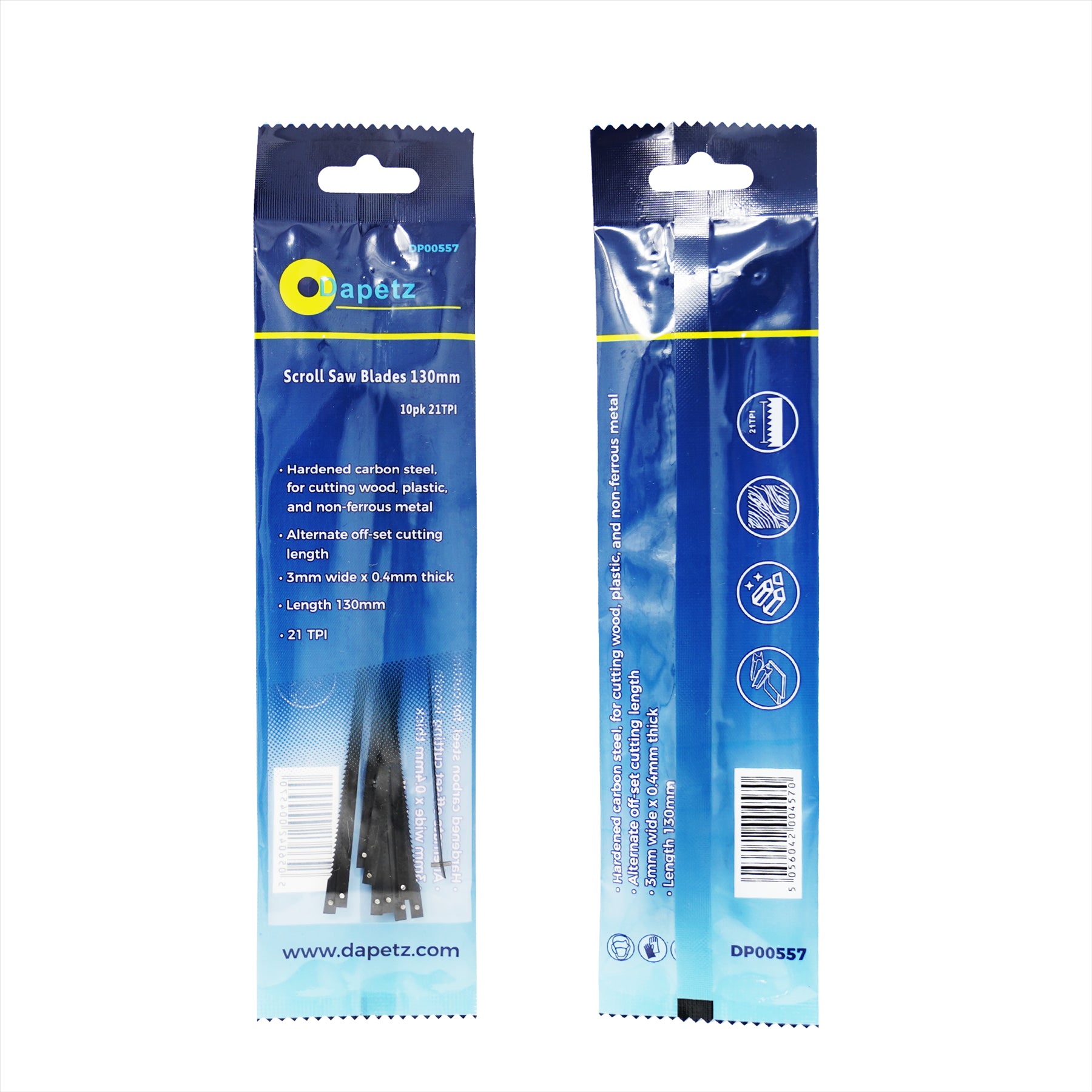 10 Scroll Saw Blades 21 Tpi 130mm Long Pin End Cutting Plastic Wood Metal