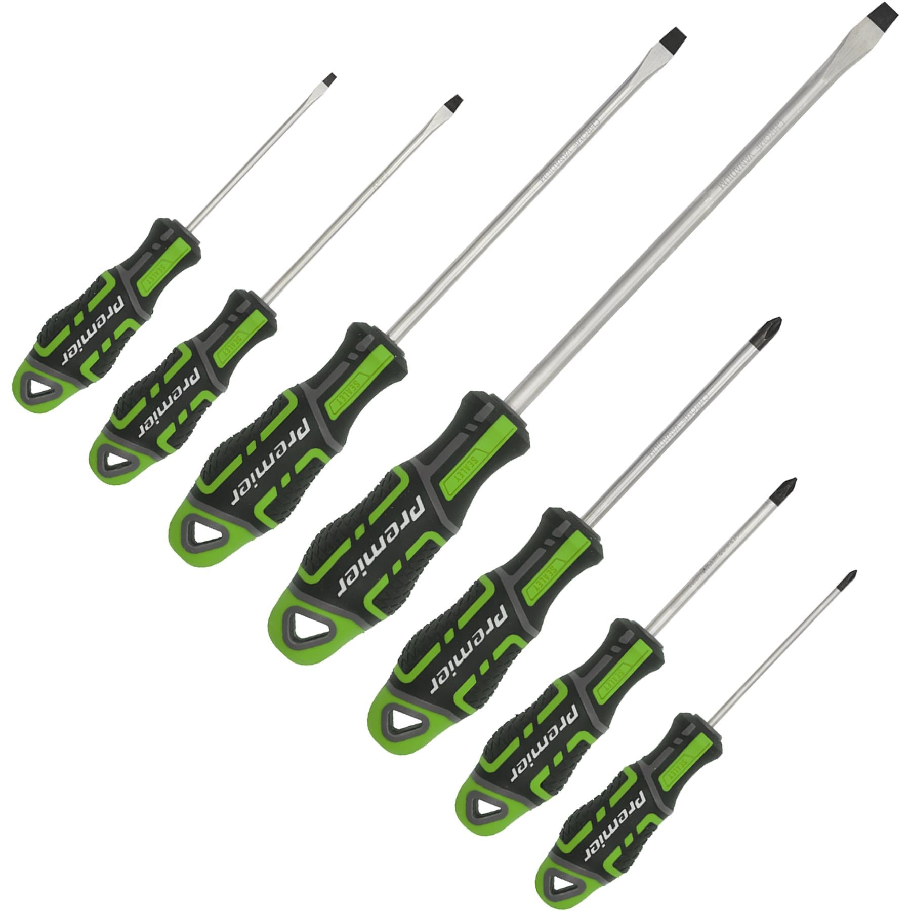 Sealey 7pc Screwdriver Set Slotted & Phillips Magnetic GripMax Hi Vis Green