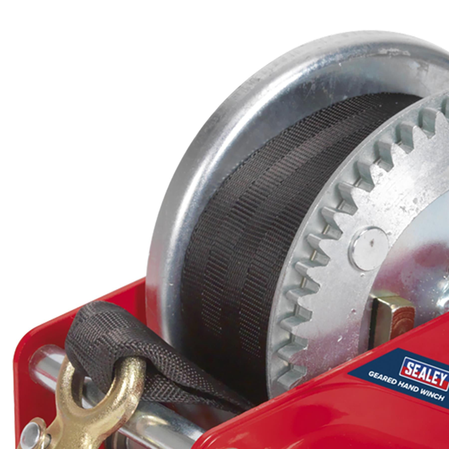 Sealey Geared Hand Winch with Brake & Webbing 540kg Capacity
