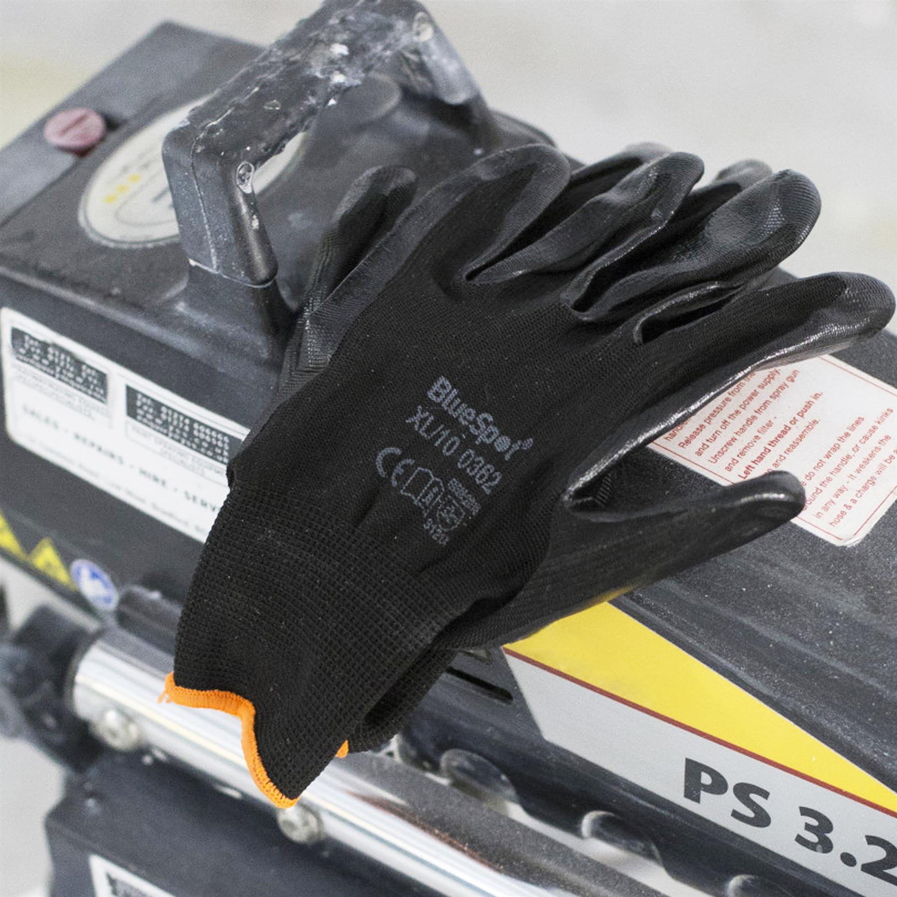 BlueSpot XXL Nitrile / Latex Coated Work Gloves Mens Builders Gardening Grip