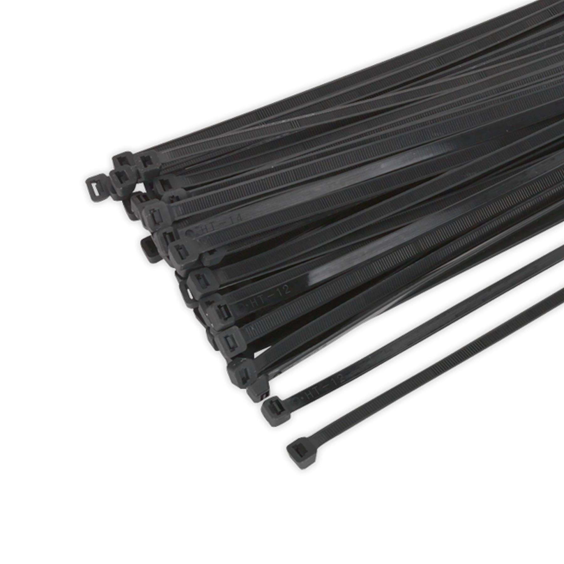 Sealey Cable Ties Nylon Zip Tie Wraps Strong Long 450 x 7.6mm Black Pack of 50
