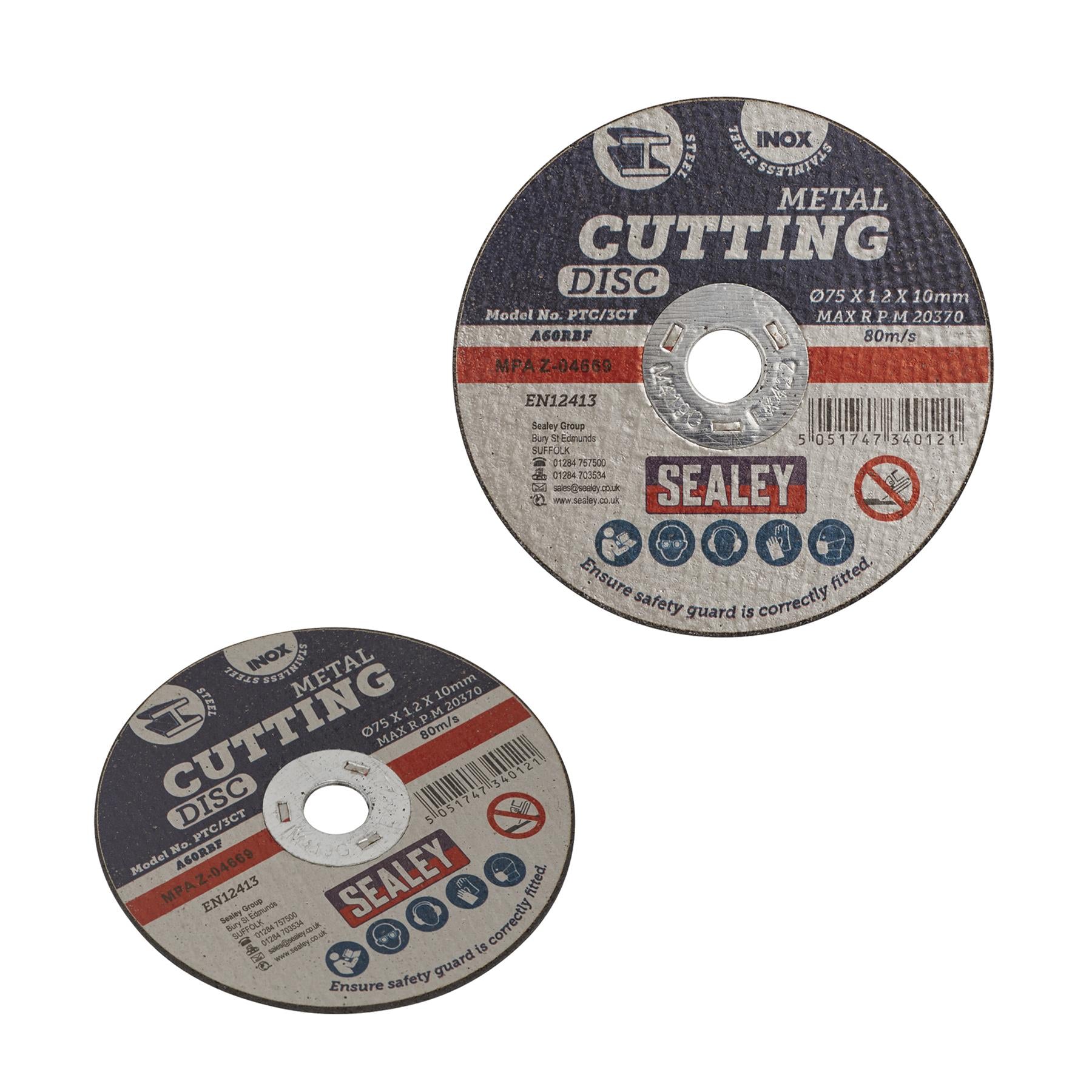 Sealey Cutting Disc Ø75 x 1.2mm 10mm Bore For Stainless Steel