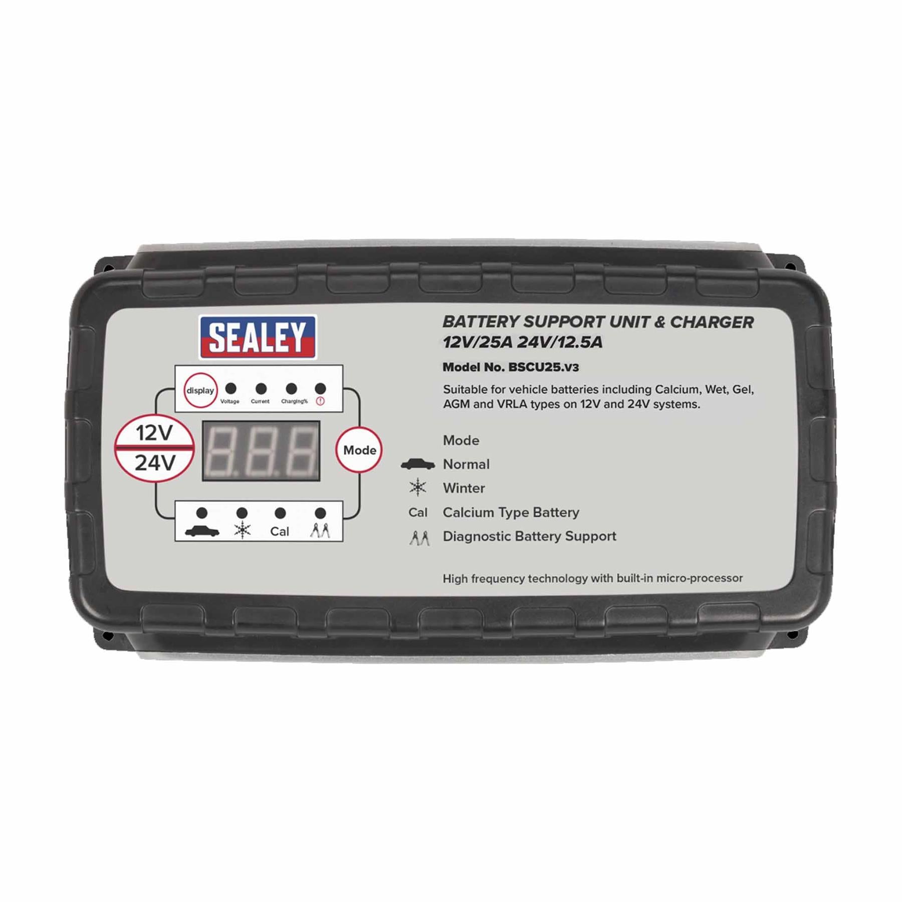 Sealey Battery Support Unit & Charger 12V-25A/24V-12.5A