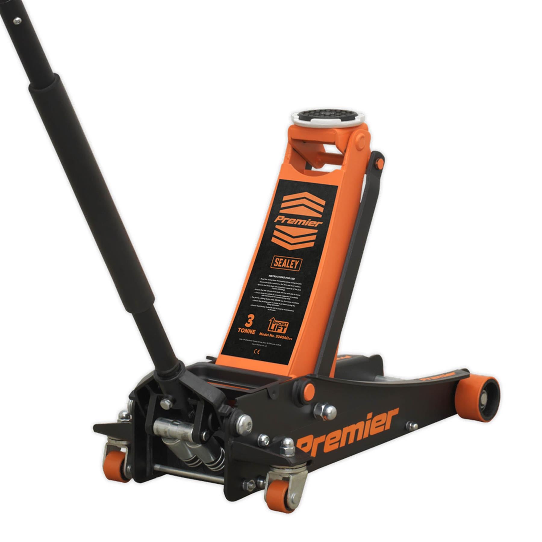 Sealey Trolley Jack 3 Tonne Rocket Lift Orange