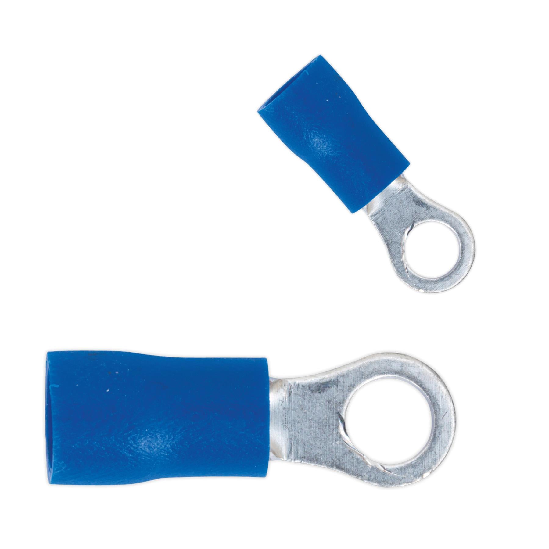 Sealey Easy-Entry Ring Terminal Ø4.3mm (4BA) Blue Pack of 100