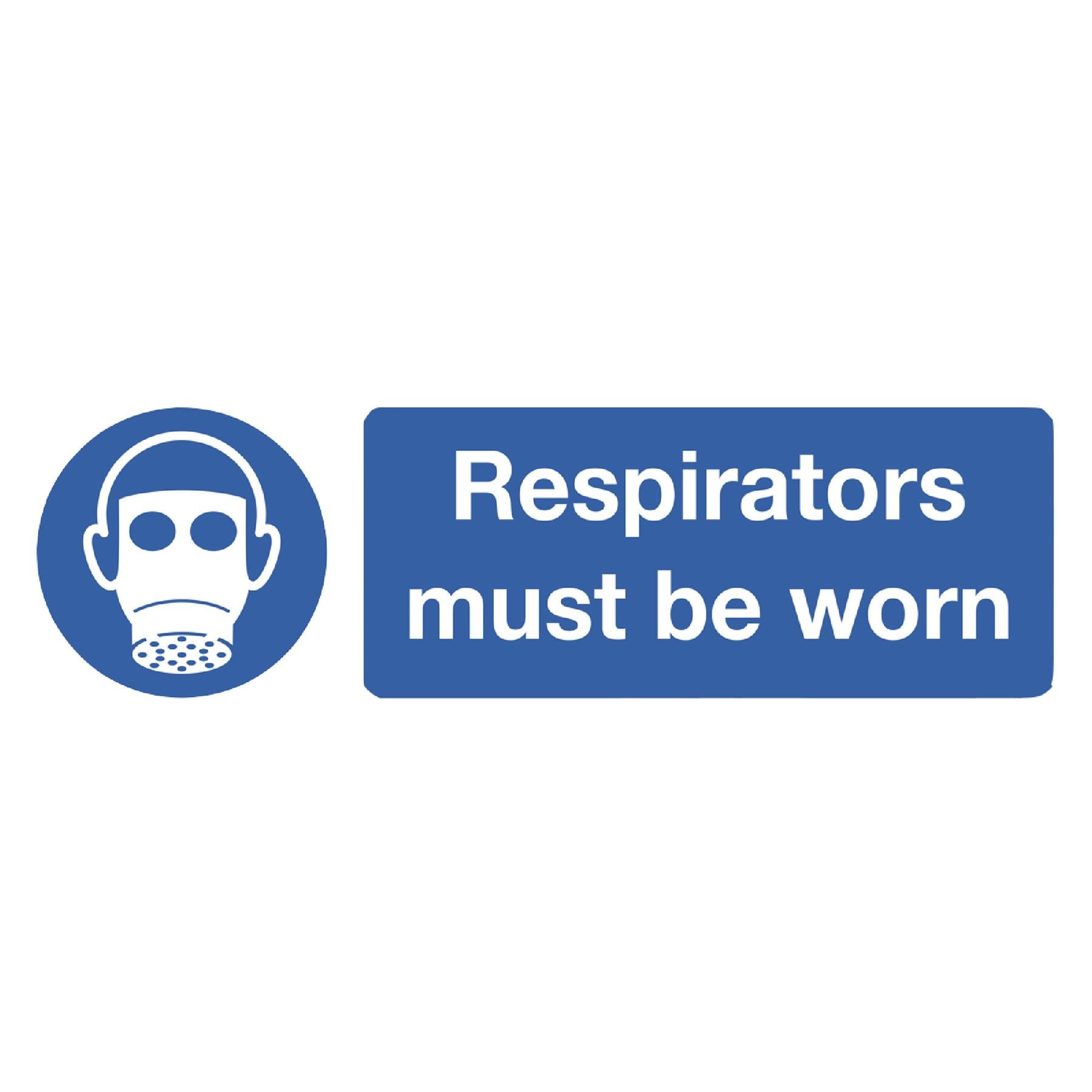 Mandatory Safety Sign - Respirators Must Be Worn - Self-Adhesive Vinyl