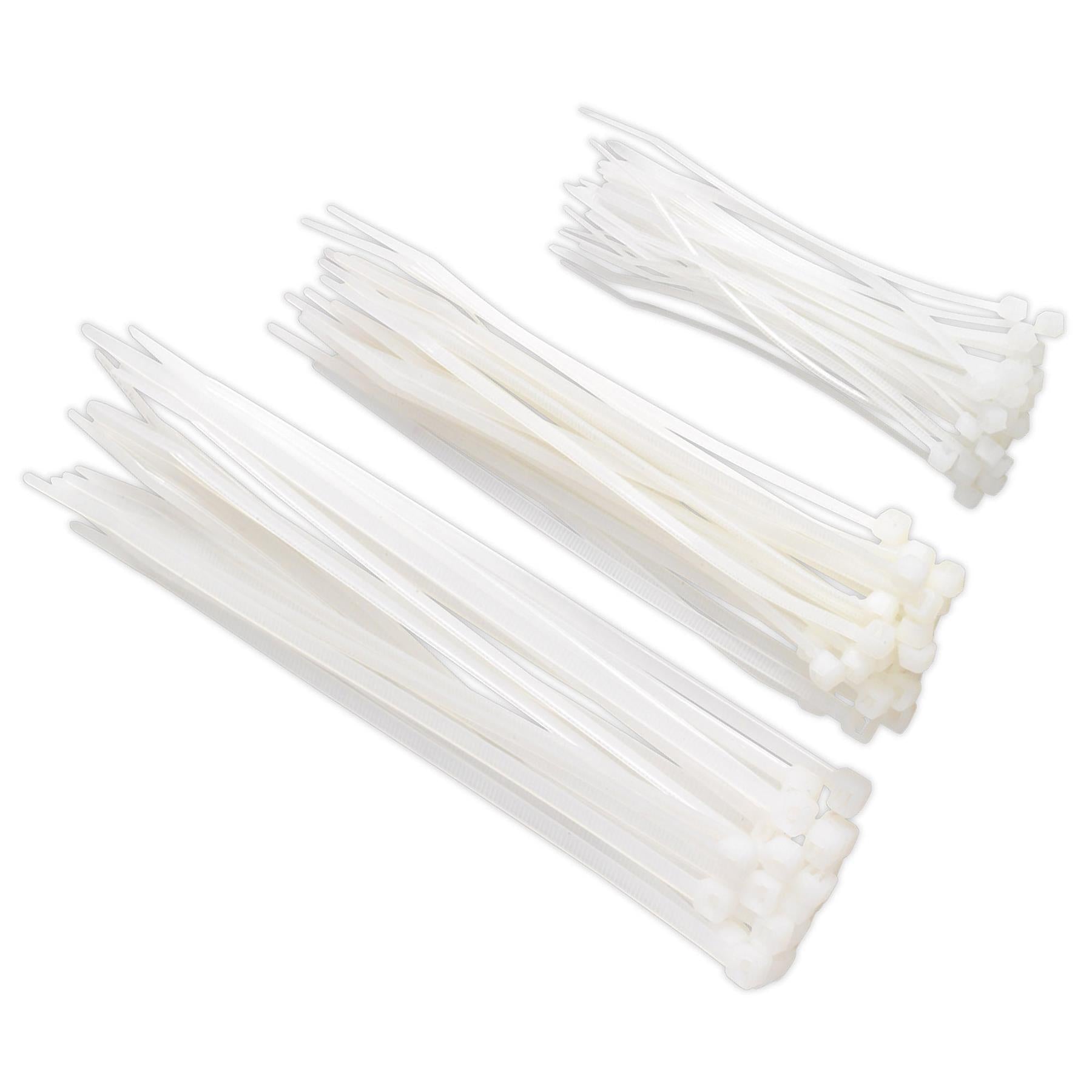 Sealey Cable Tie Assortment White Pack of 75 inc 100mm / 150mm / 200mm