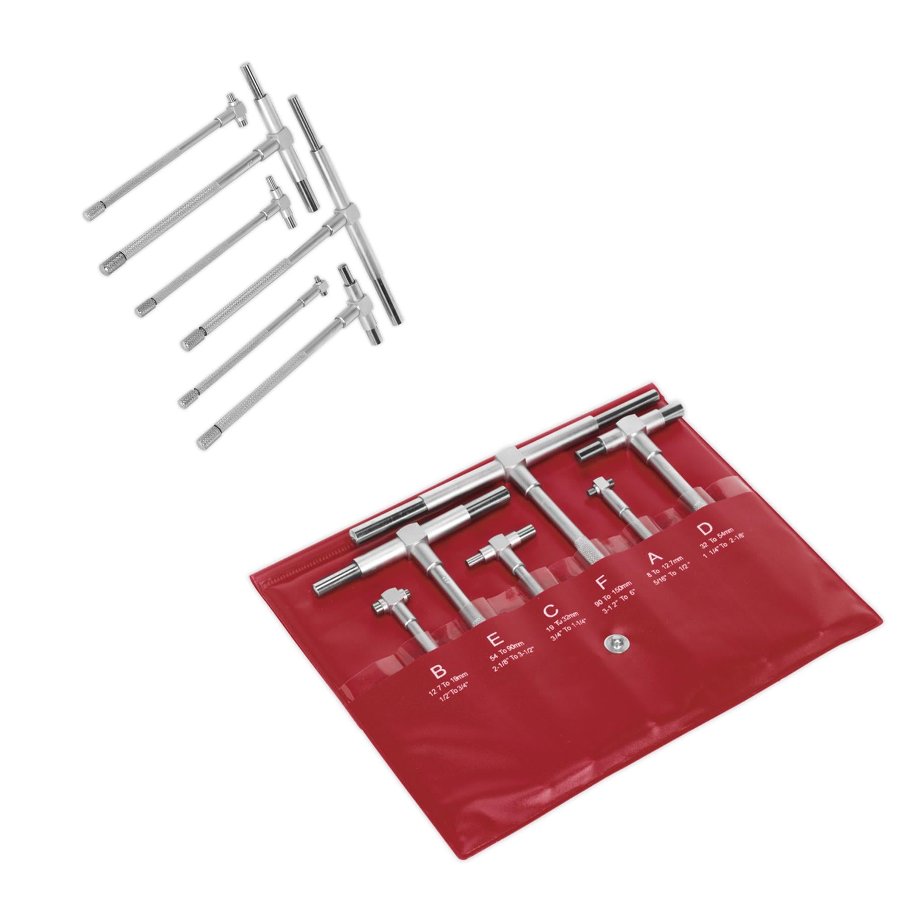 Sealey Telescopic Bore Gauge Set Satin Chrome Finish 6Pc
