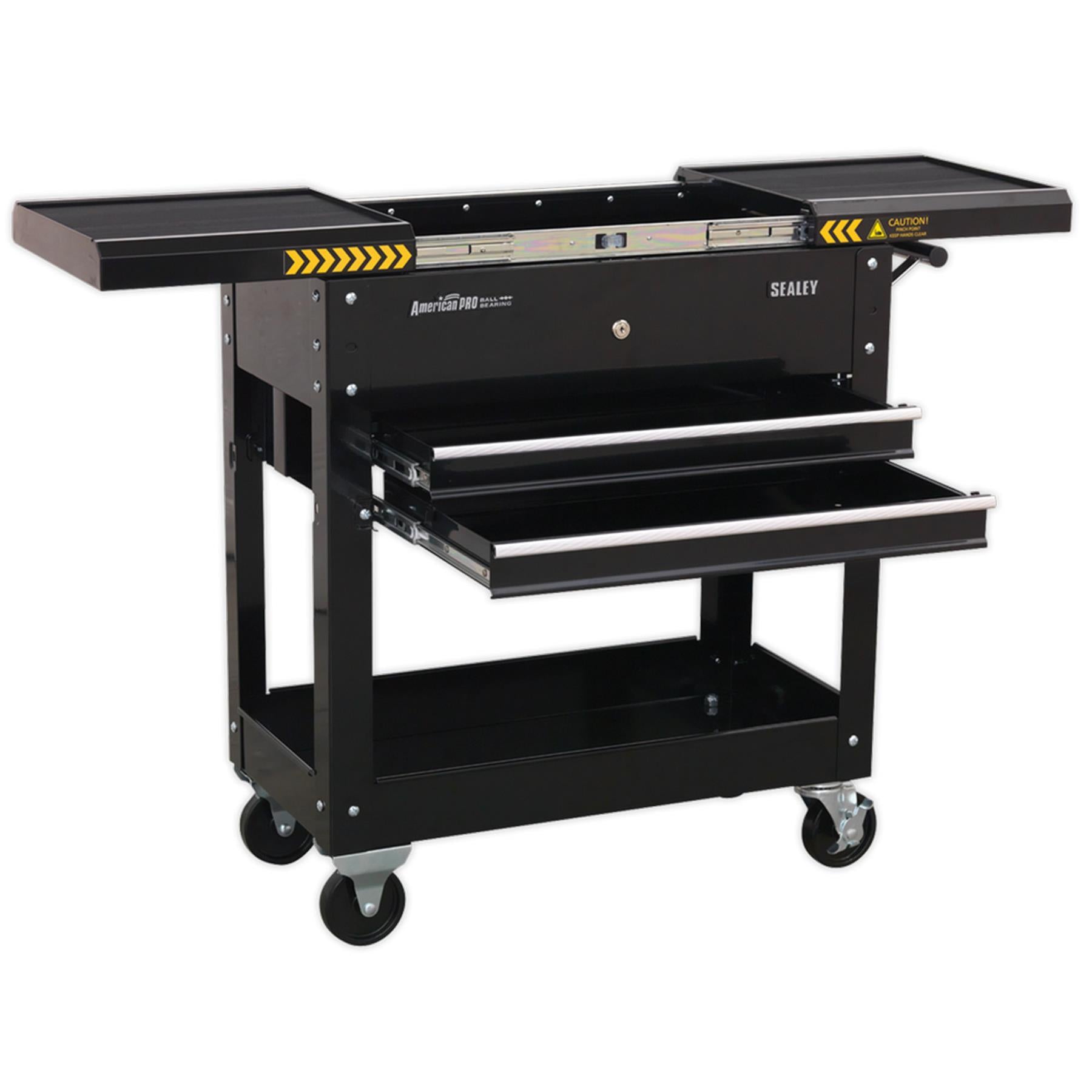 Sealey Mobile Tool & Parts Trolley - Black Fitted with four wheels,