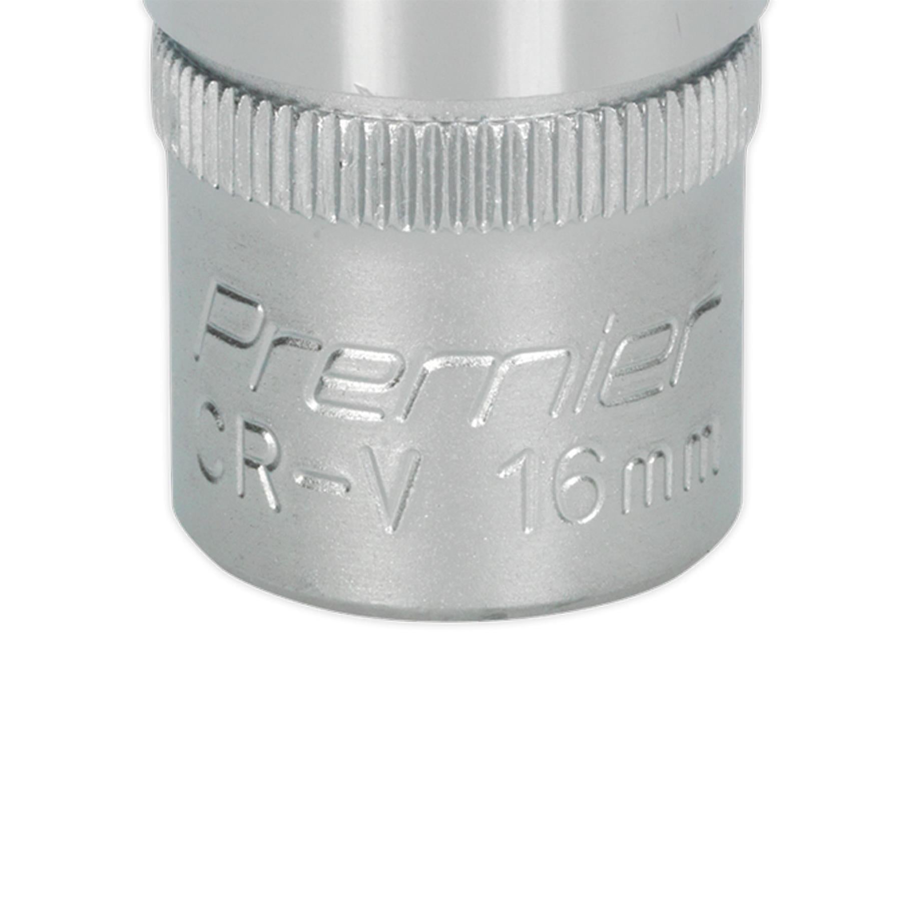 Sealey WallDrive Socket 16mm 1/2"Sq Drive Chrome Vanadium Steel