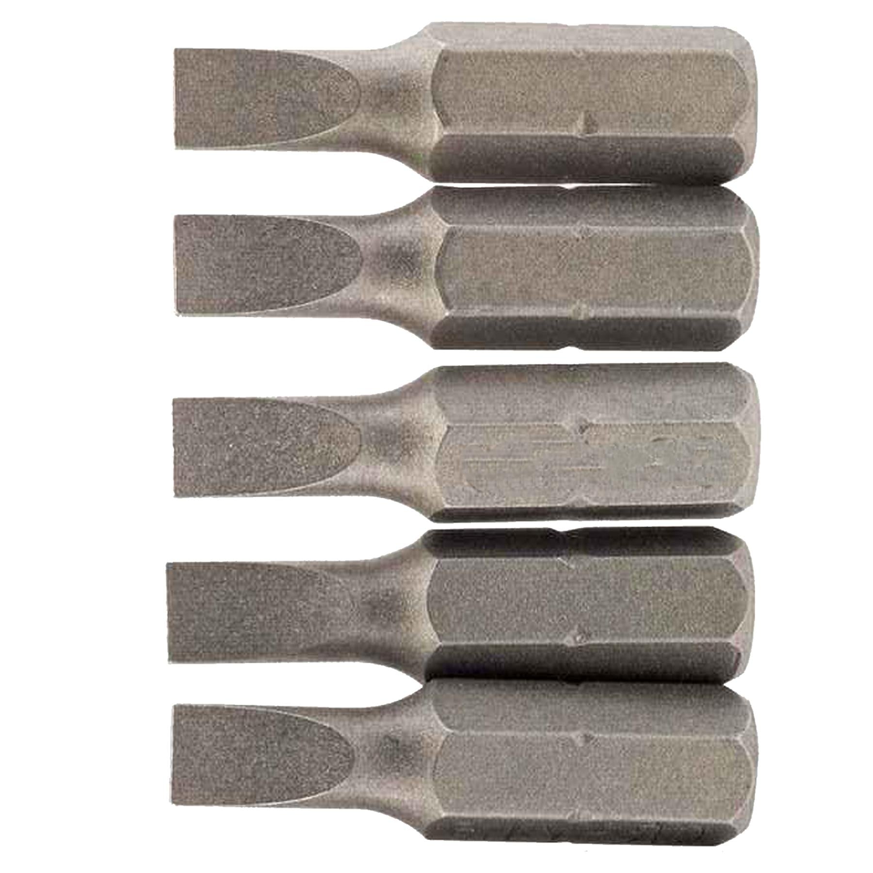 Slotted Screwdriver Bits 6mm CRV Chrome Vanadium Steel 1/4" Hex Drive 5Pcs