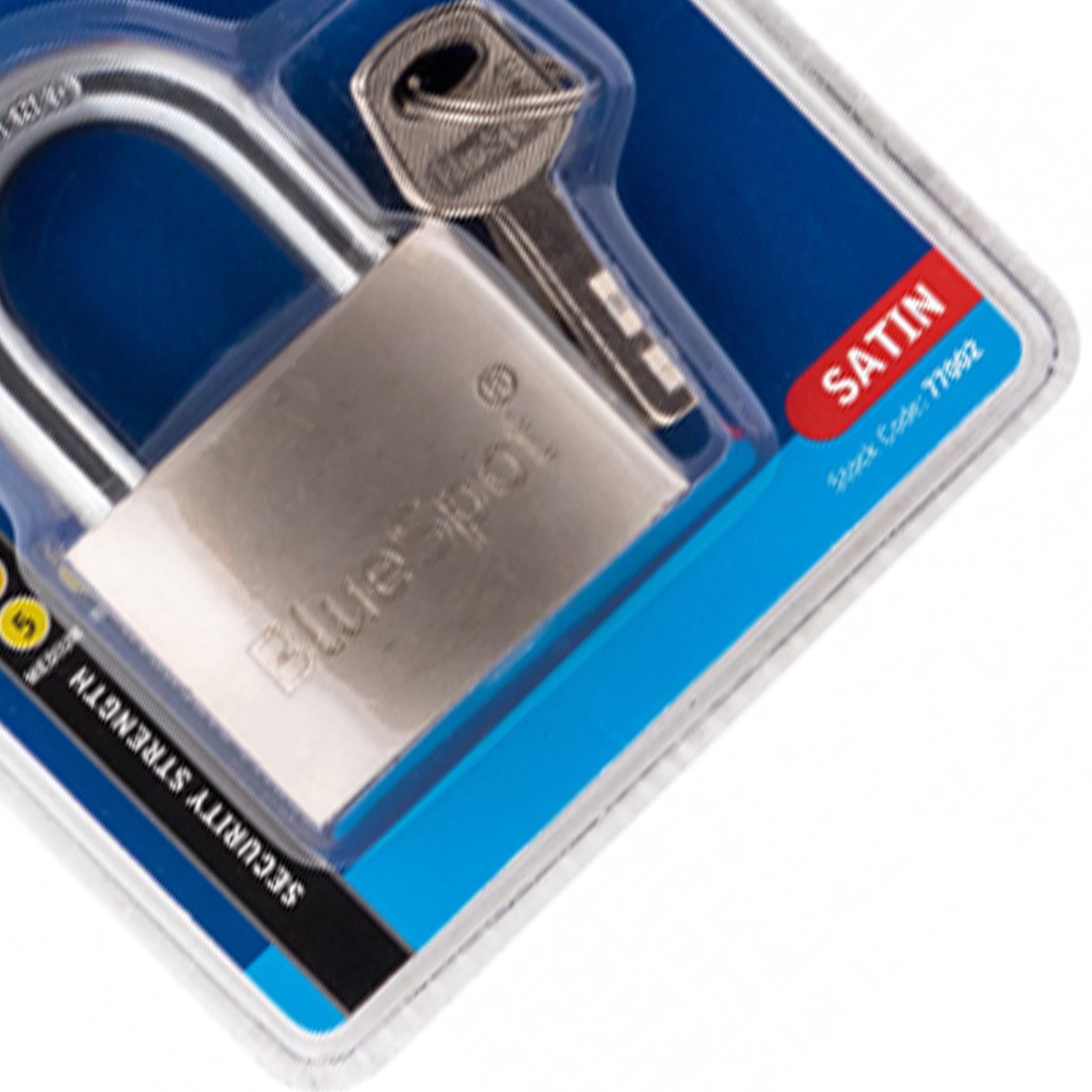Bluespot 50mm Satin Finish Padlock Hardened Shackle Brass Cylinder 4 Keys