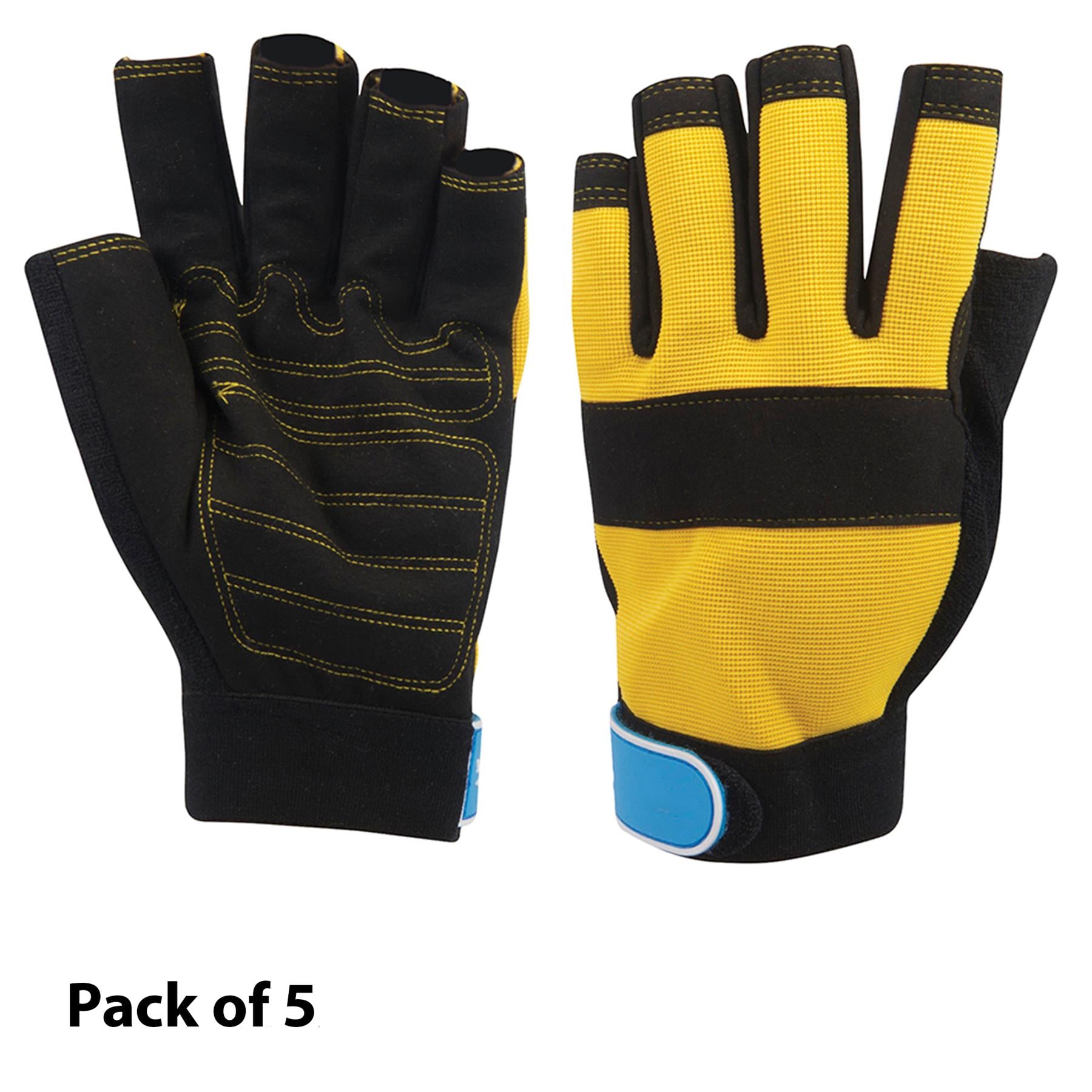 5 X Fingerless Mechanics Gloves Large High Quality Durable For Automotive Use