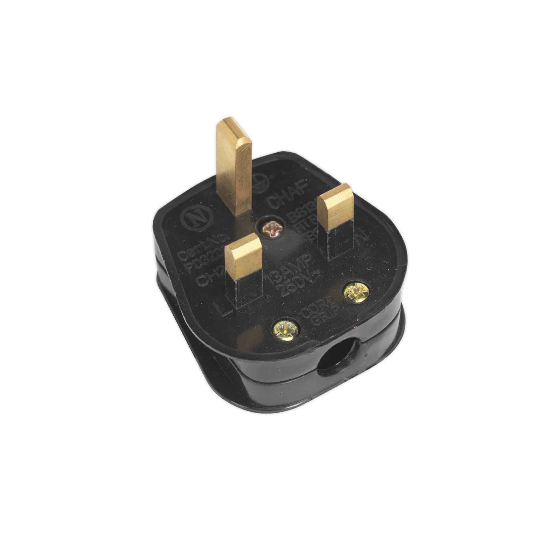 Resilient Black 13Amp plug Heavy-Duty PL13/320S Sealey